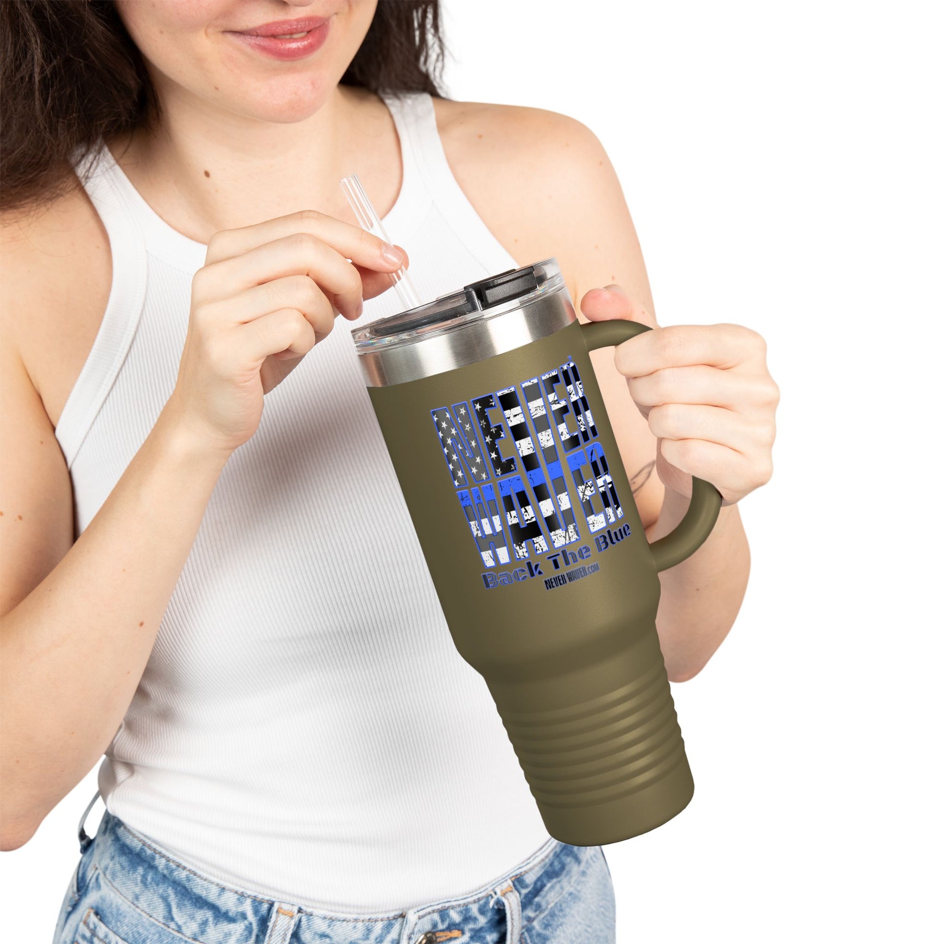 Blue Back The Blue Insulated Travel Mug Support - Never Waver