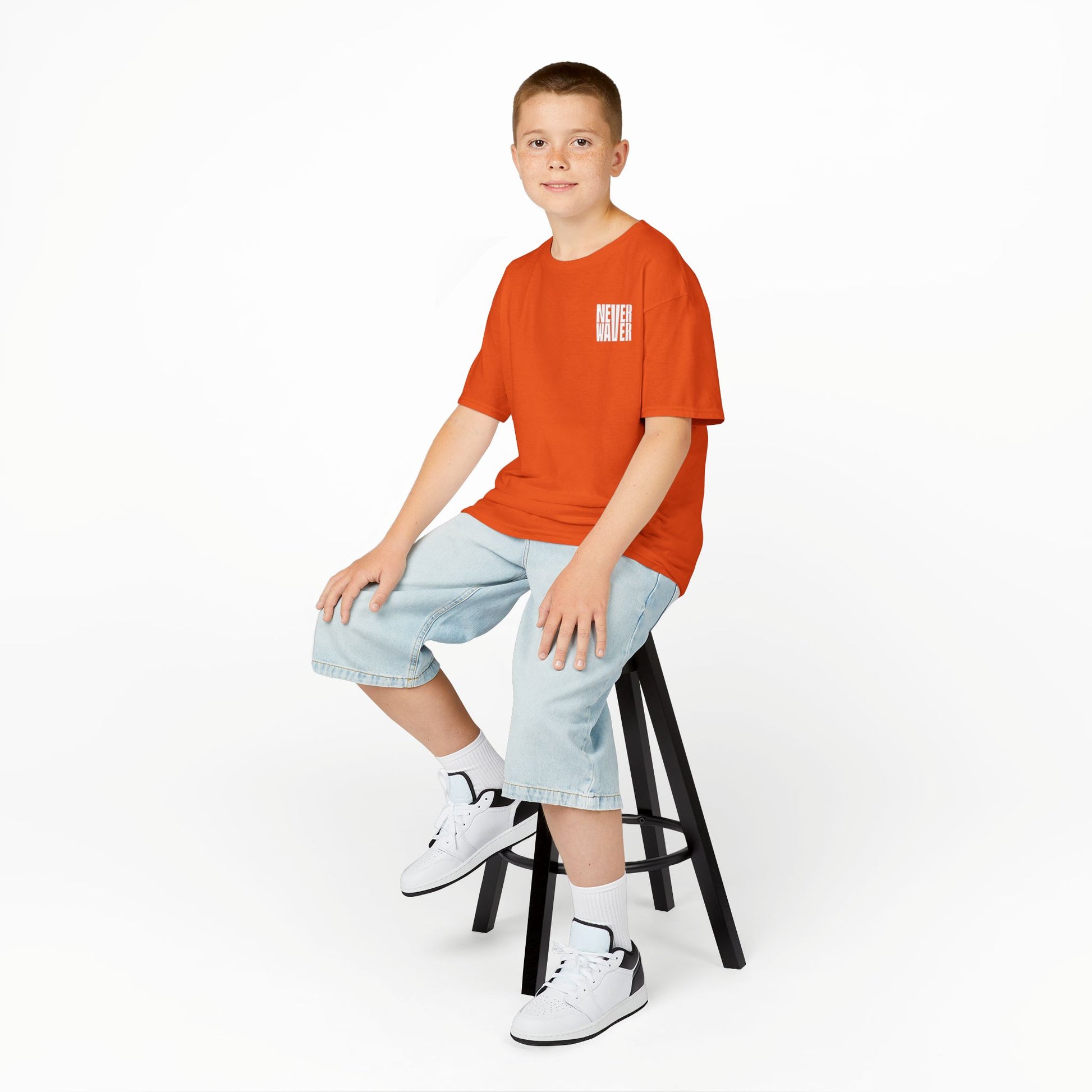 Kids Golf Tee -Never Waver” Jesus a bold, eye-catching design that reflects a steadfast faith and confidence in Christ. - Never Waver
