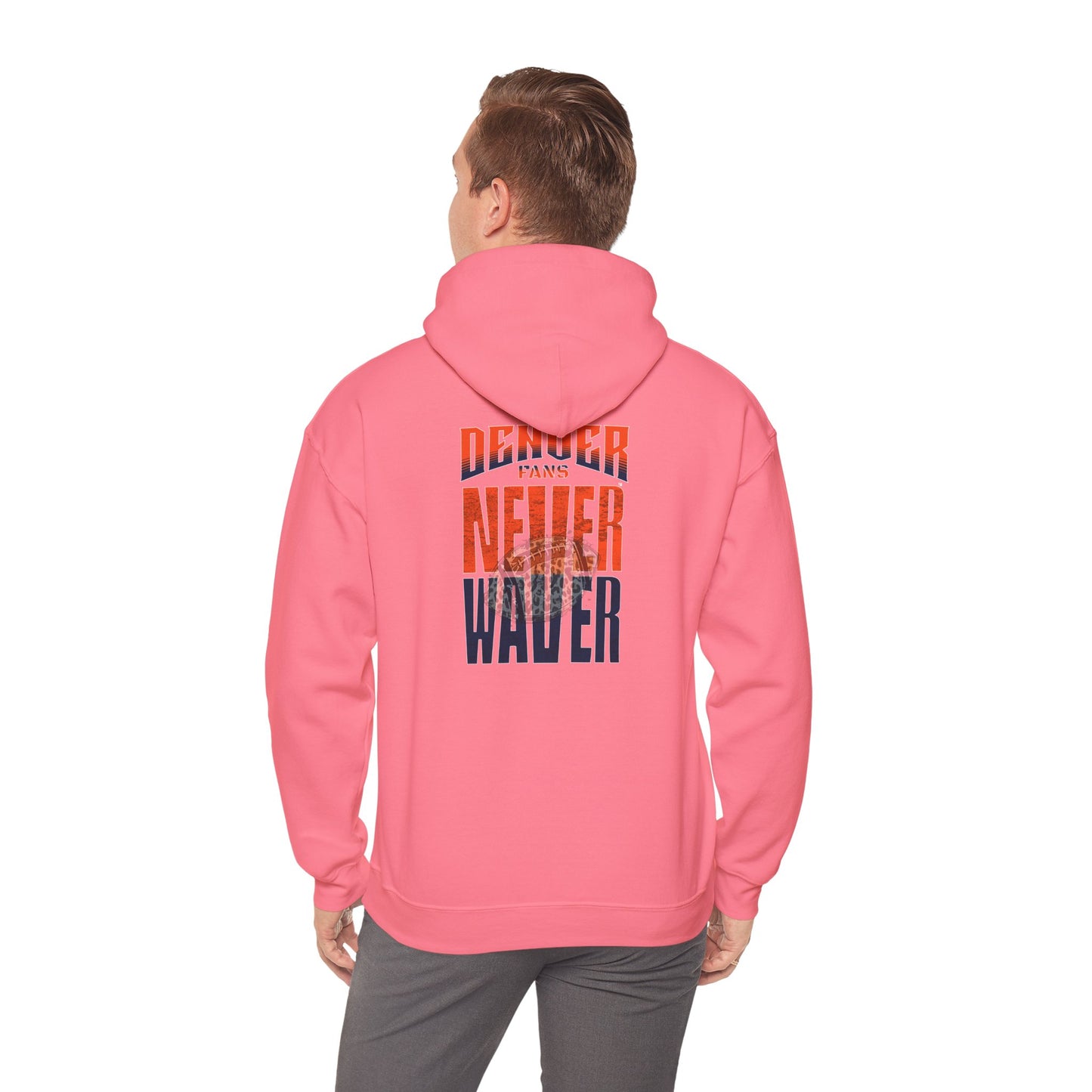 Unisex Heavy Blend™ Hooded Sweatshirt - Denver Fans Never Waver W Leopard Football Motivation - Never Waver