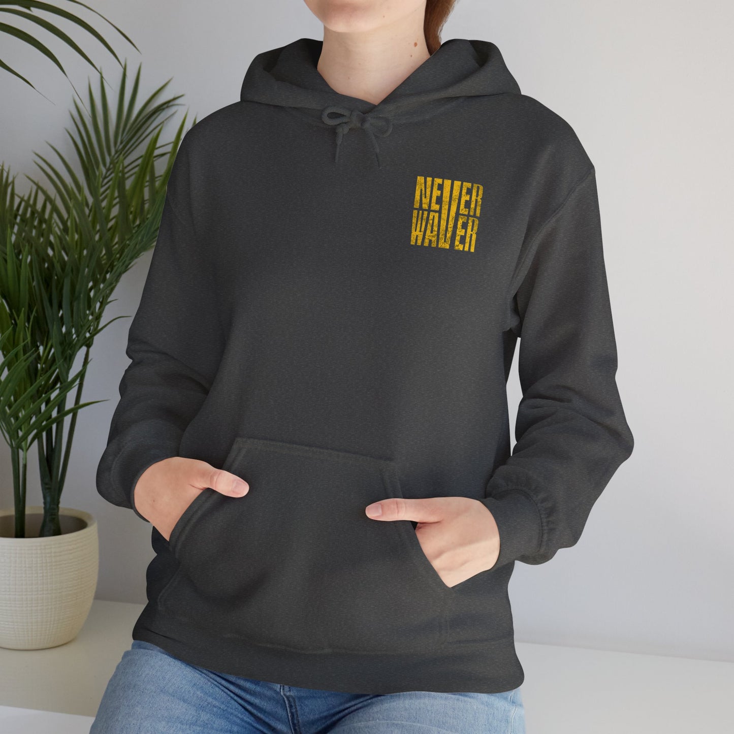 Los Angeles Fans Never Waver w Leopard Football Unisex Heavy Blend™ Hooded Sweatshirt - Cozy, Motivational Apparel for Everyday Wear