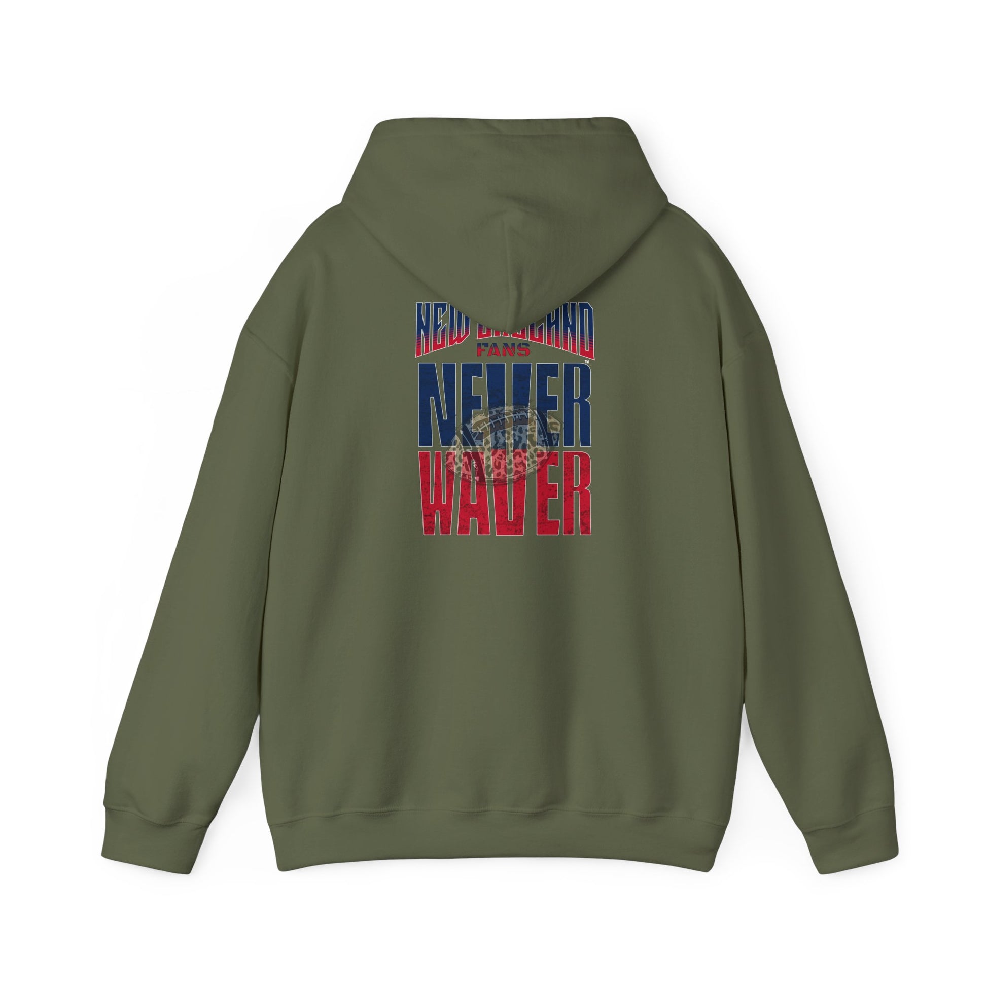 Unisex Heavy Blend™ Hooded Sweatshirt - New England Fans Never Waver w Leopard football - Never Waver