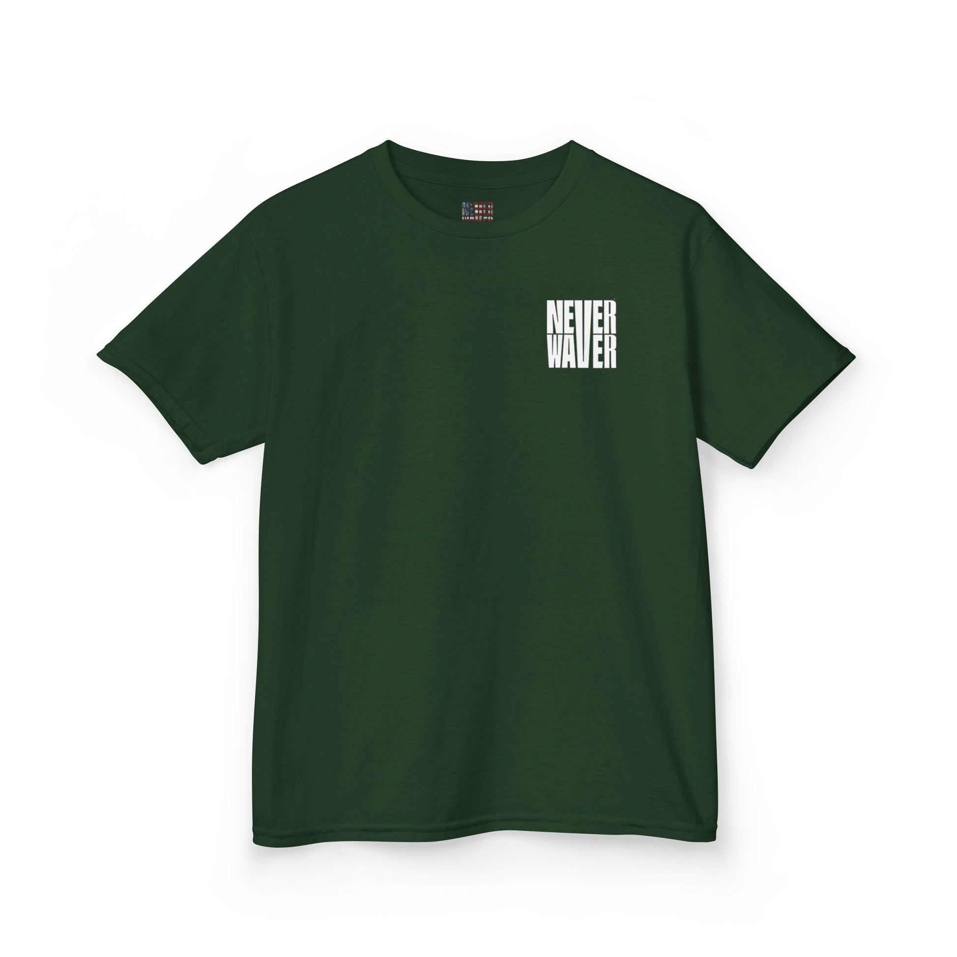 Kids Golf Tee -Never Waver” Jesus a bold, eye-catching design that reflects a steadfast faith and confidence in Christ. - Never Waver