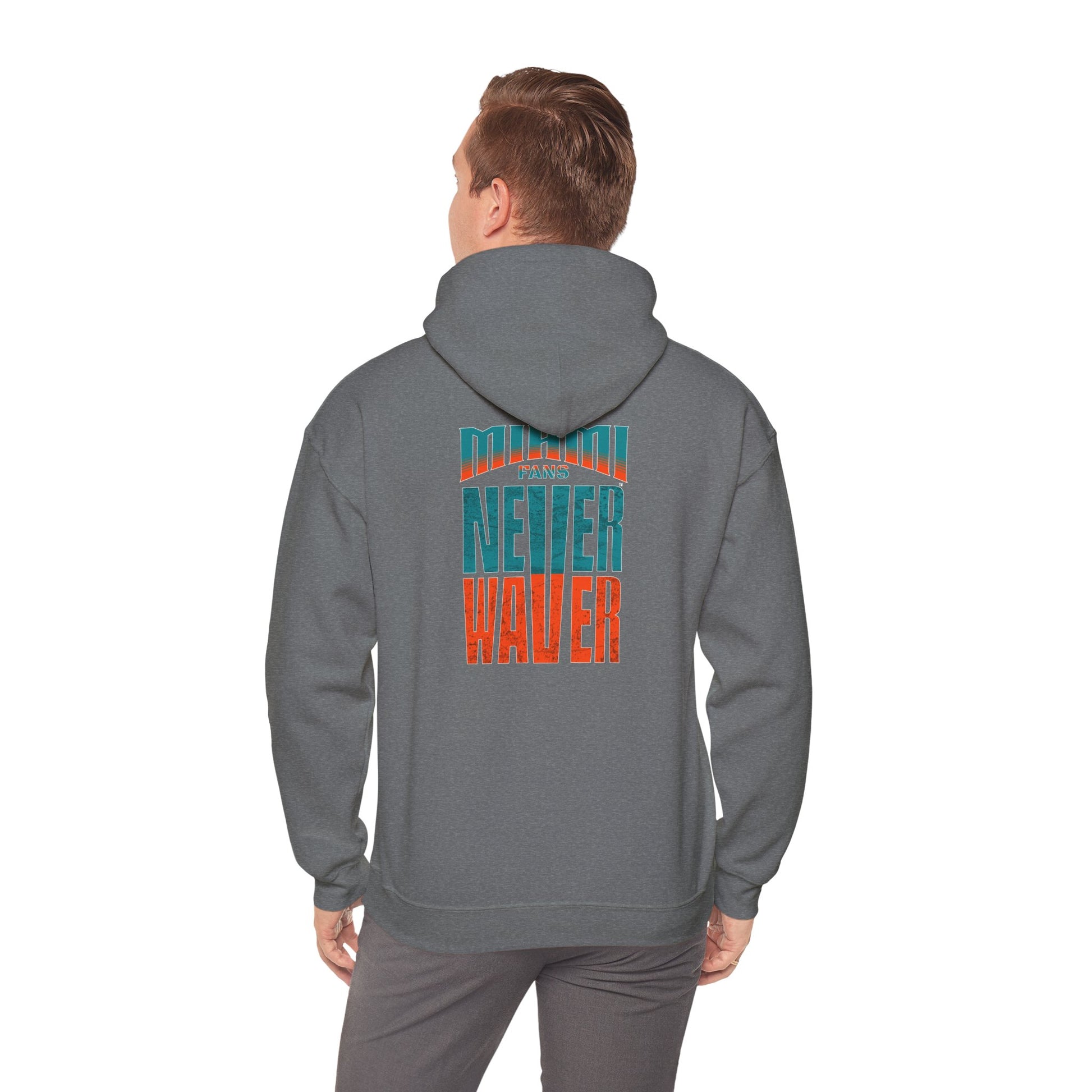 Unisex Heavy Blend™ Hooded Sweatshirt - "Miami Fans Never Waver" Inspirational Hoodie - Never Waver