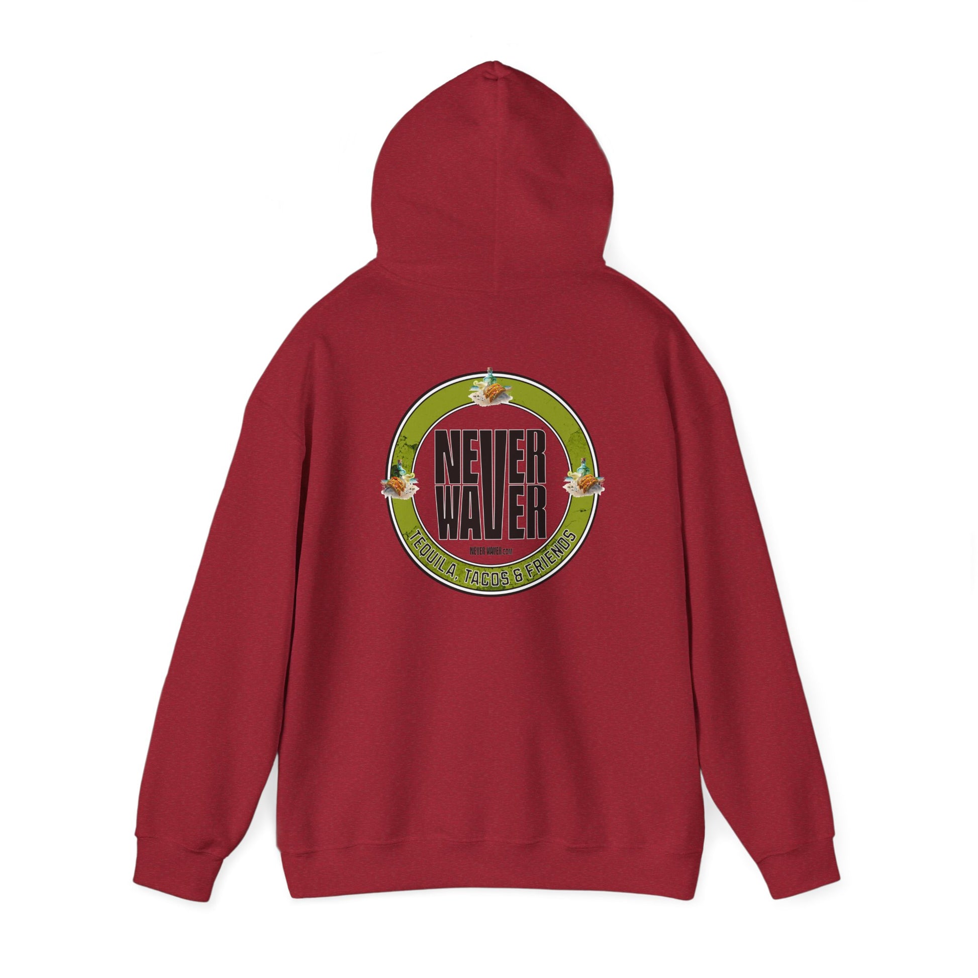 Eco-Friendly Unisex Hoodie: "Never Waver Tequila, Tacos, And Friends" - Never Waver