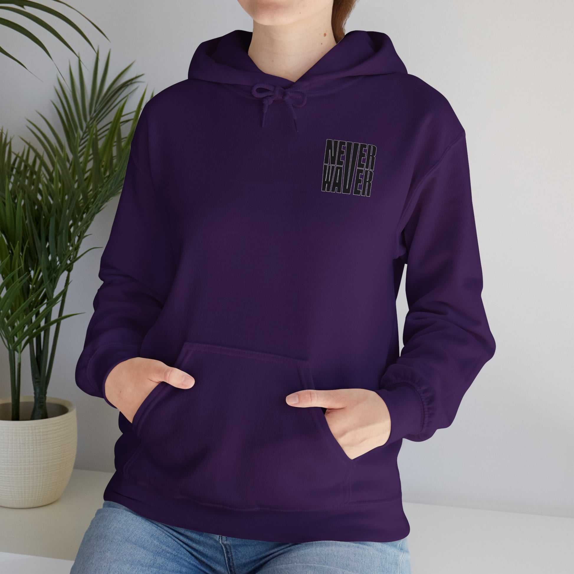 Cancer Awareness Hoodie - Never Waver - Fight, Hope, Strength, Love Tree of Ribbons - Never Waver