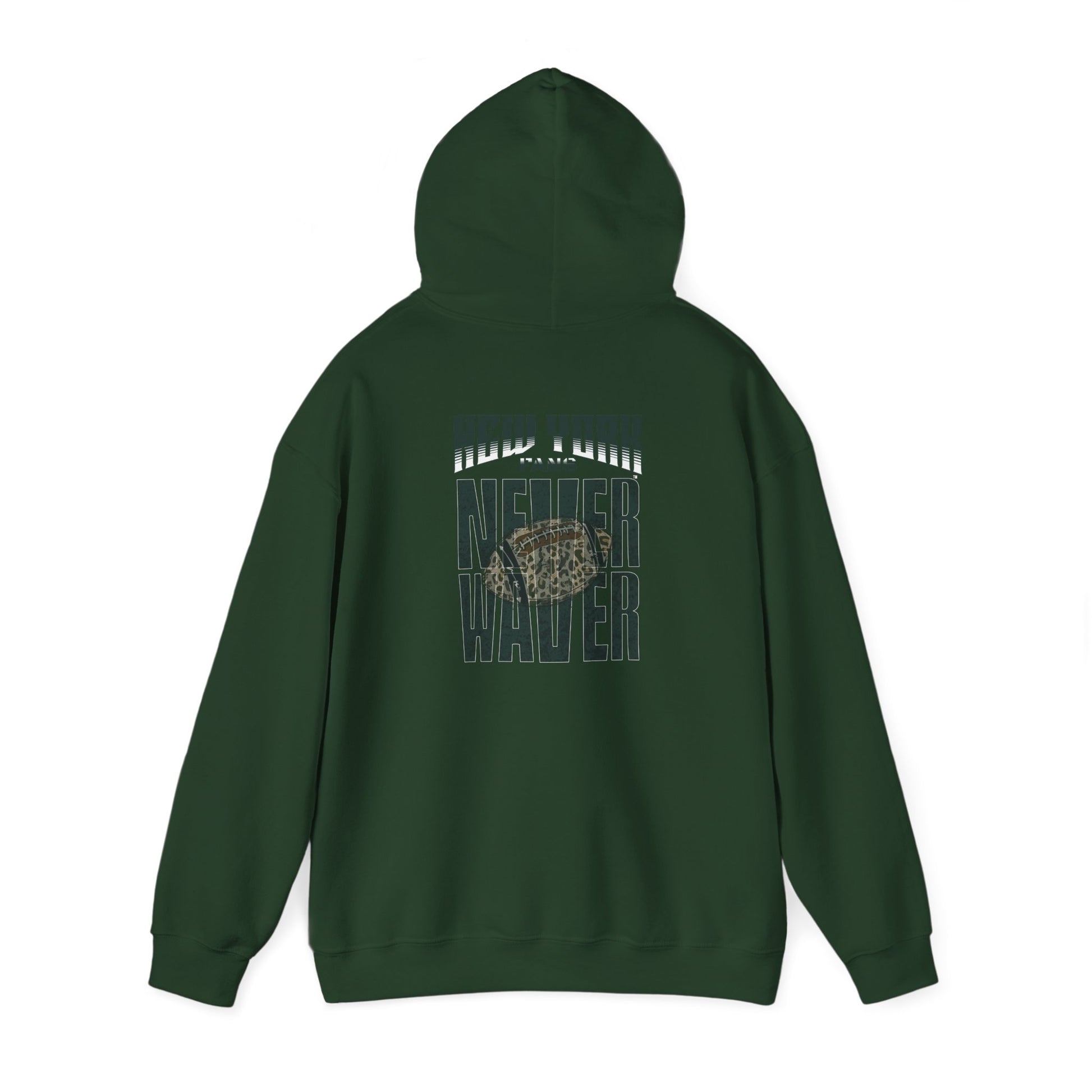 New York Fans Never Waver W Leopard Football Unisex Heavy Blend™ Hooded Sweatshirt - Never Waver