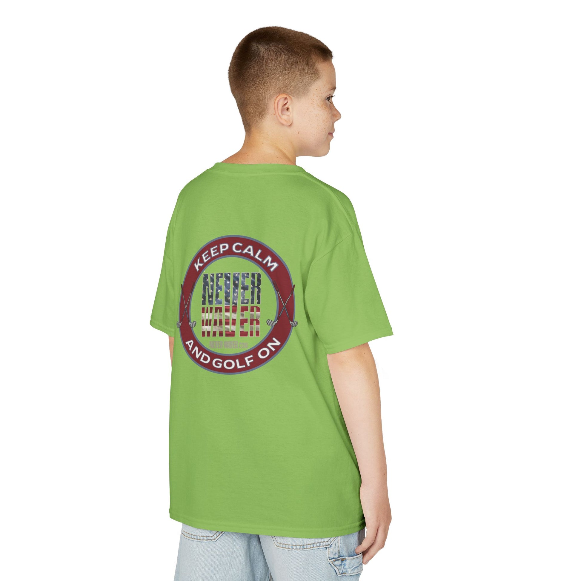 Kids Golf Tee - Keep Calm Never Waver and Golf On - Never Waver