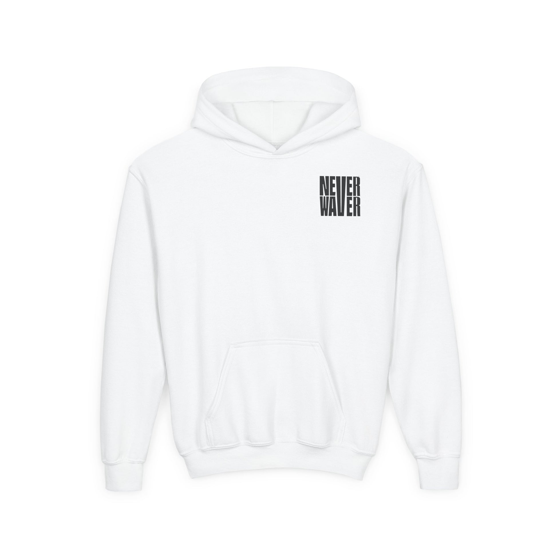 Hoodie - "Never Waver” Jesus a bold, eye-catching design that reflects a steadfast faith and confidence in Christ. " Sweatshirt for Young - Never Waver