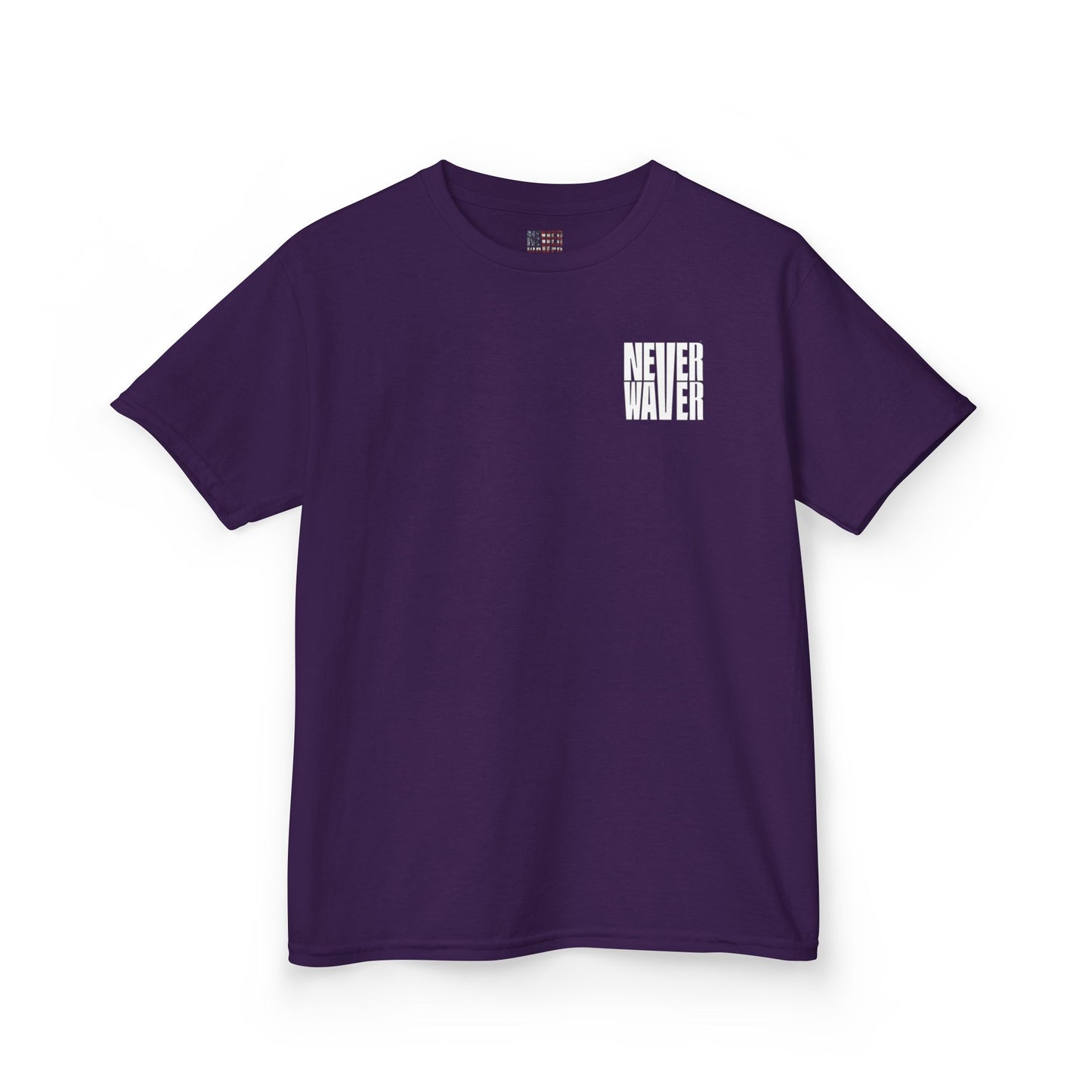Kids Golf Tee -Never Waver” Jesus a bold, eye-catching design that reflects a steadfast faith and confidence in Christ. - Never Waver