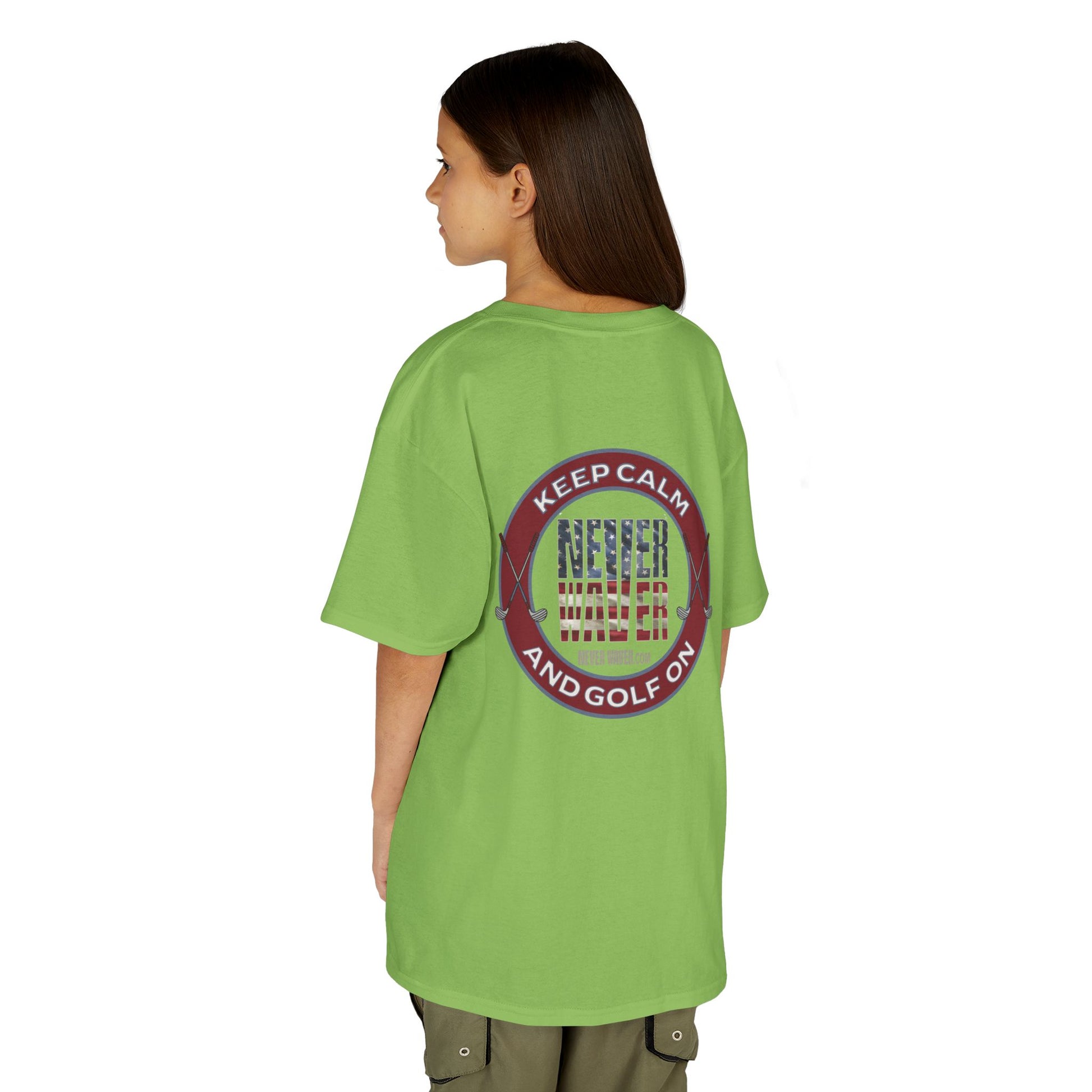 Kids Golf Tee - Keep Calm Never Waver and Golf On - Never Waver
