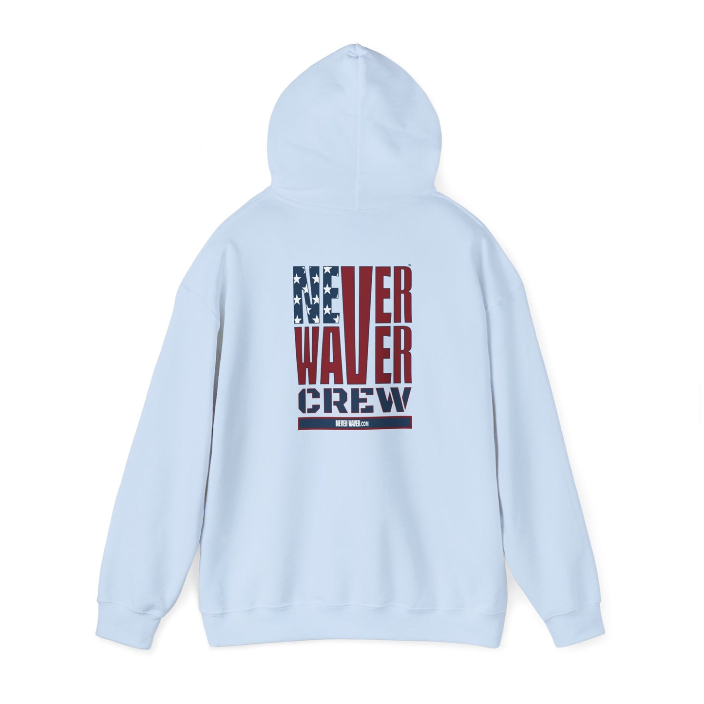 Unisex Heavy Blend™ Hooded Sweatshirt - Never Waver Crew with  American Flag Design - Never Waver
