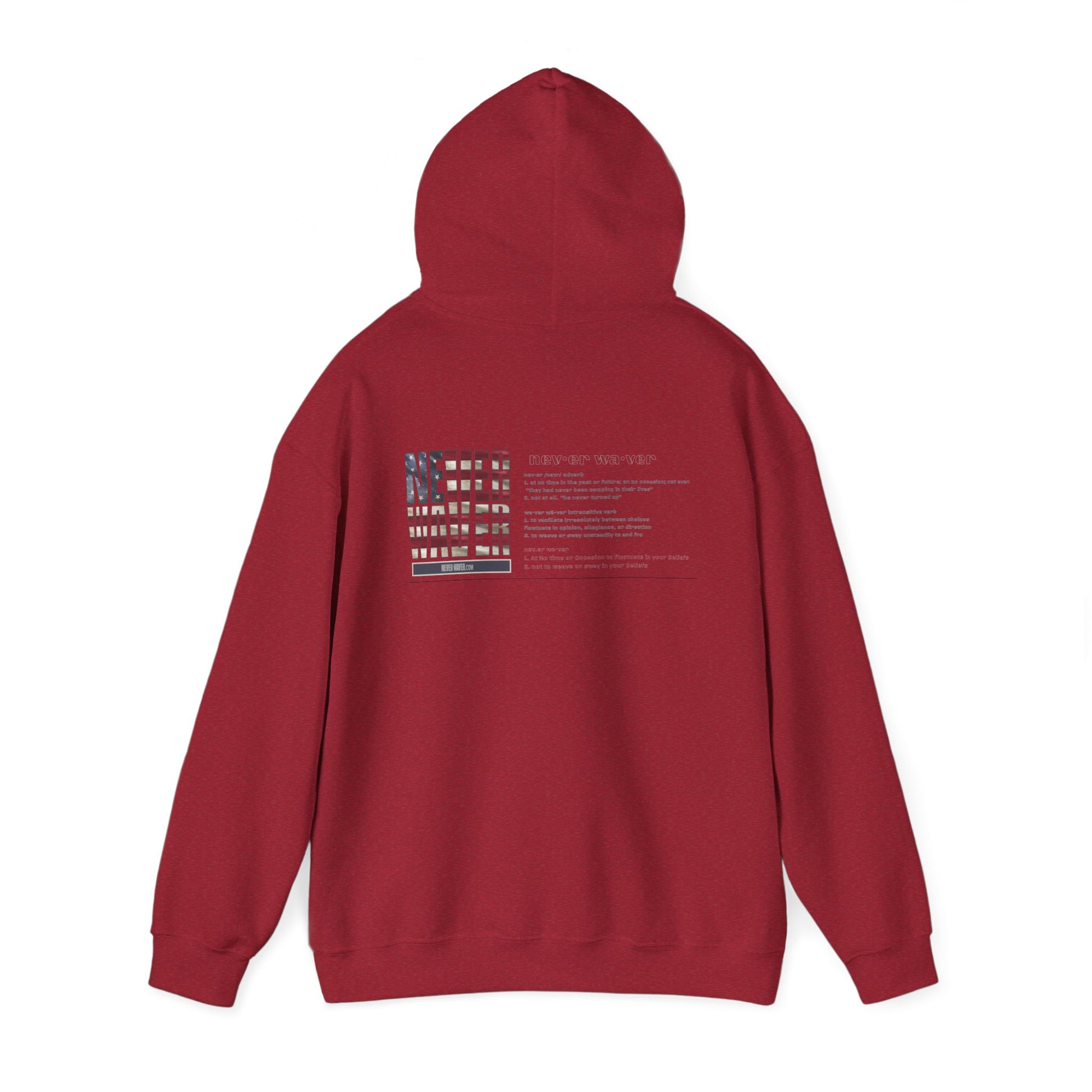 Inspirational Unisex Hoodie - 'Never Waver Definition ' Motivational Sweatshirt - Never Waver
