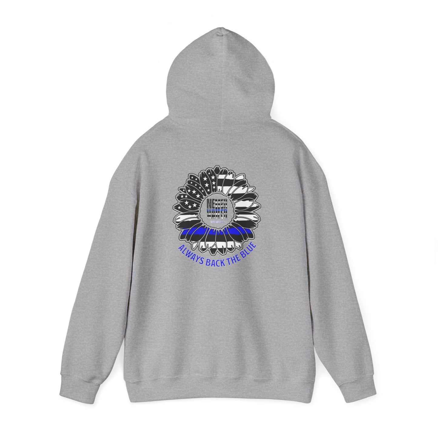 Never Waver Always Back the Blue Hooded Sweatshirt - Unisex Heavy Blend™ - Never Waver