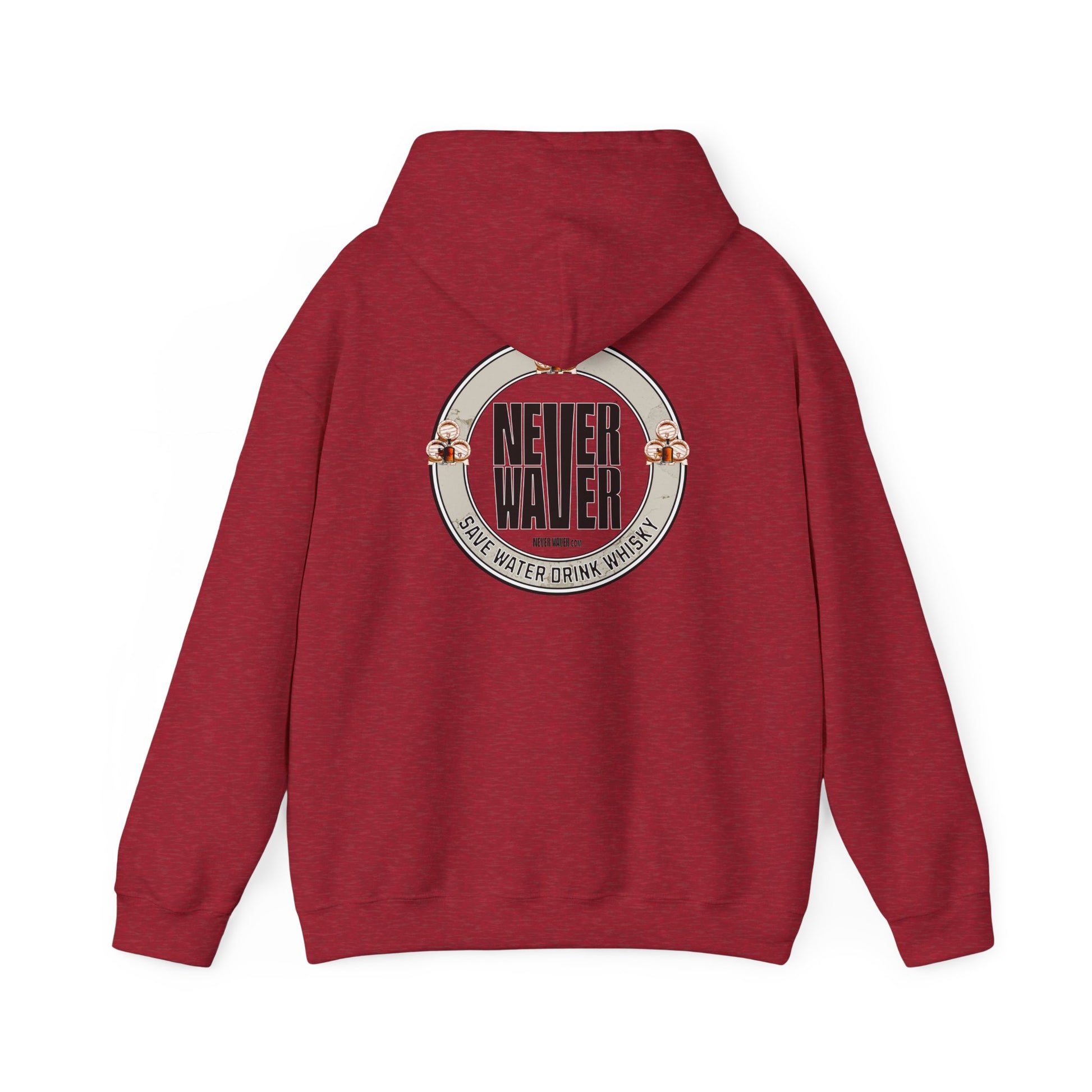 Eco-Friendly Unisex Hoodie: "Never Waver - Save Water, Drink Whiskey" - Never Waver
