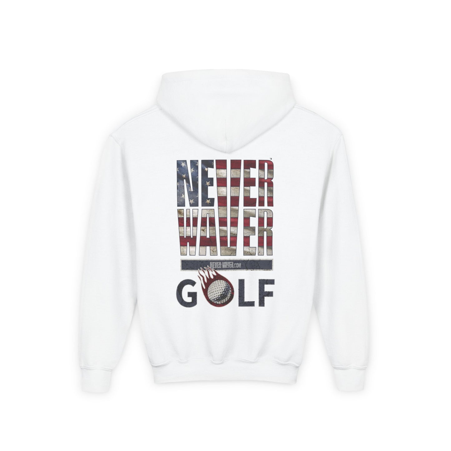 Youth Golf Hoodie - "Never Waver Golf" Sweatshirt for Young Golfers - Never Waver