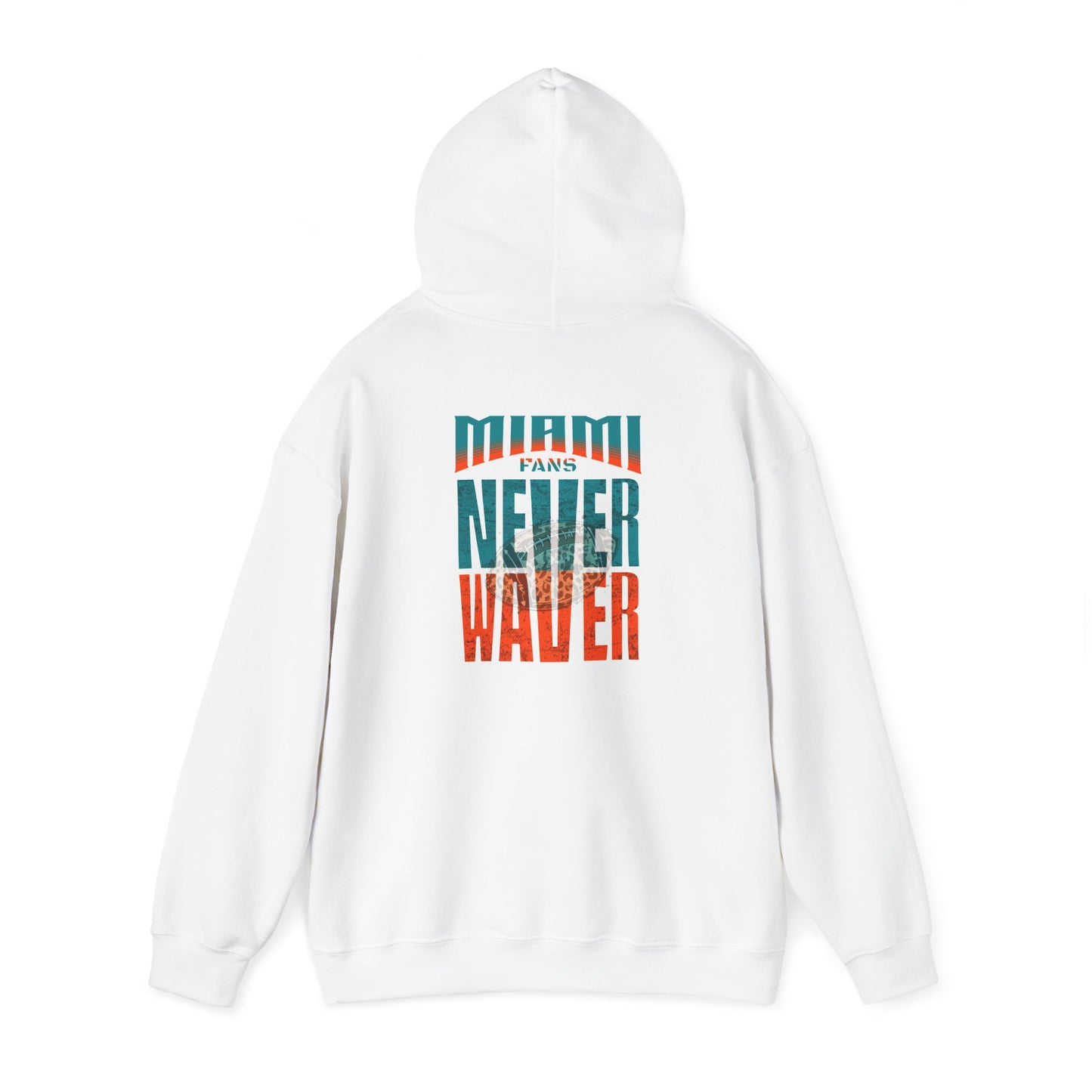 Unisex Heavy Blend™ Hooded Sweatshirt -Miami Fans  NEVER WAVER w Leopard Football | Cozy Streetwear for Every Day - Never Waver