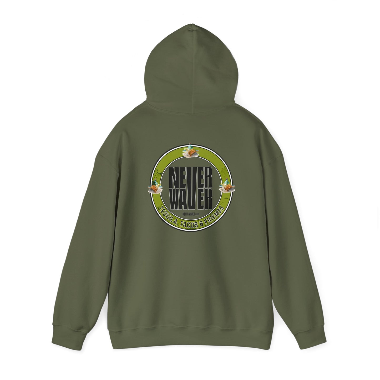 Eco-Friendly Unisex Hoodie: "Never Waver Tequila, Tacos, And Friends" - Never Waver
