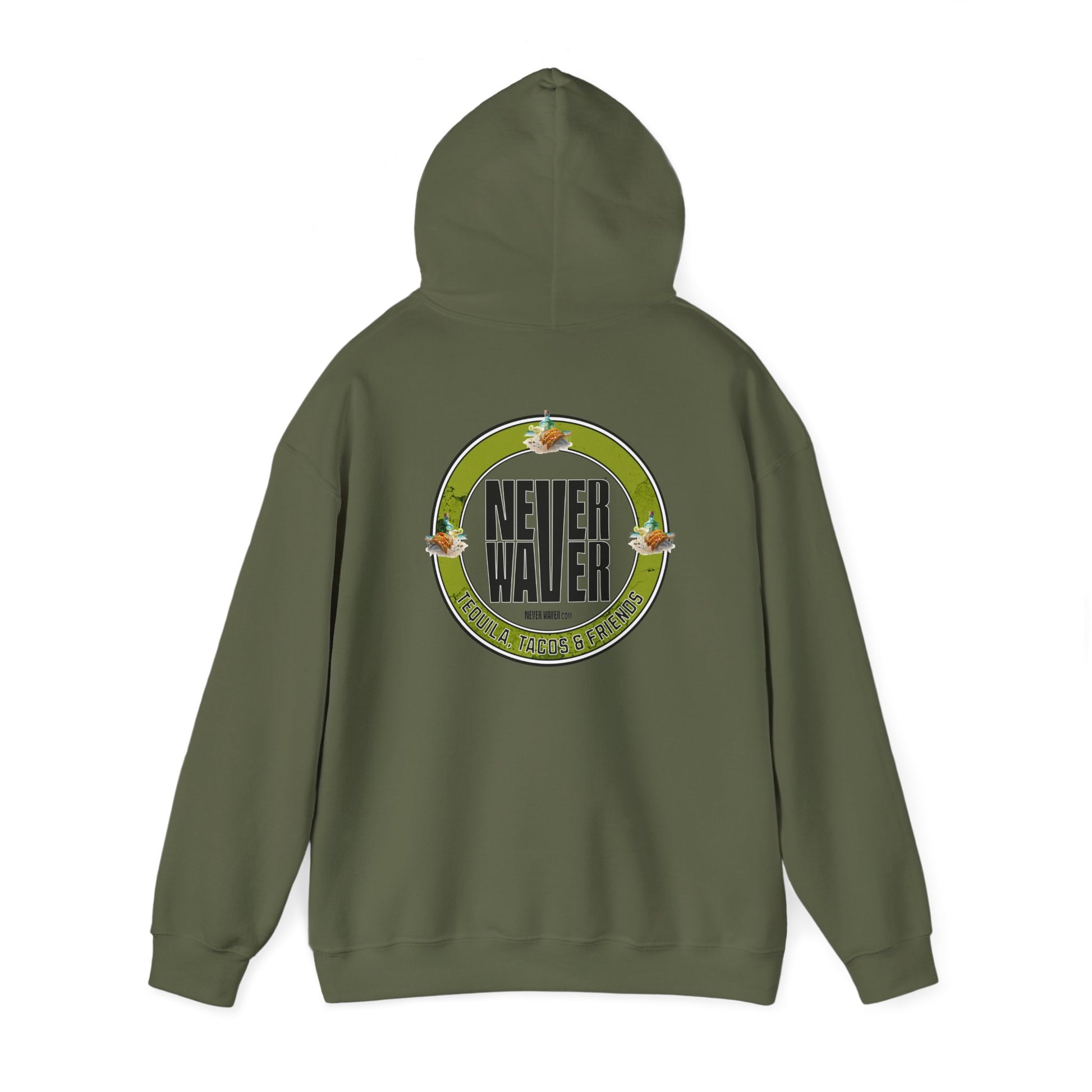 Eco-Friendly Unisex Hoodie: "Never Waver Tequila, Tacos, And Friends" - Never Waver