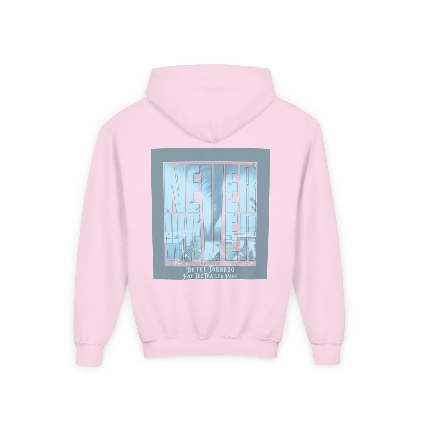 Youth Tornado-Themed Hooded Sweatshirt - "Never Walker" Design - Never Waver