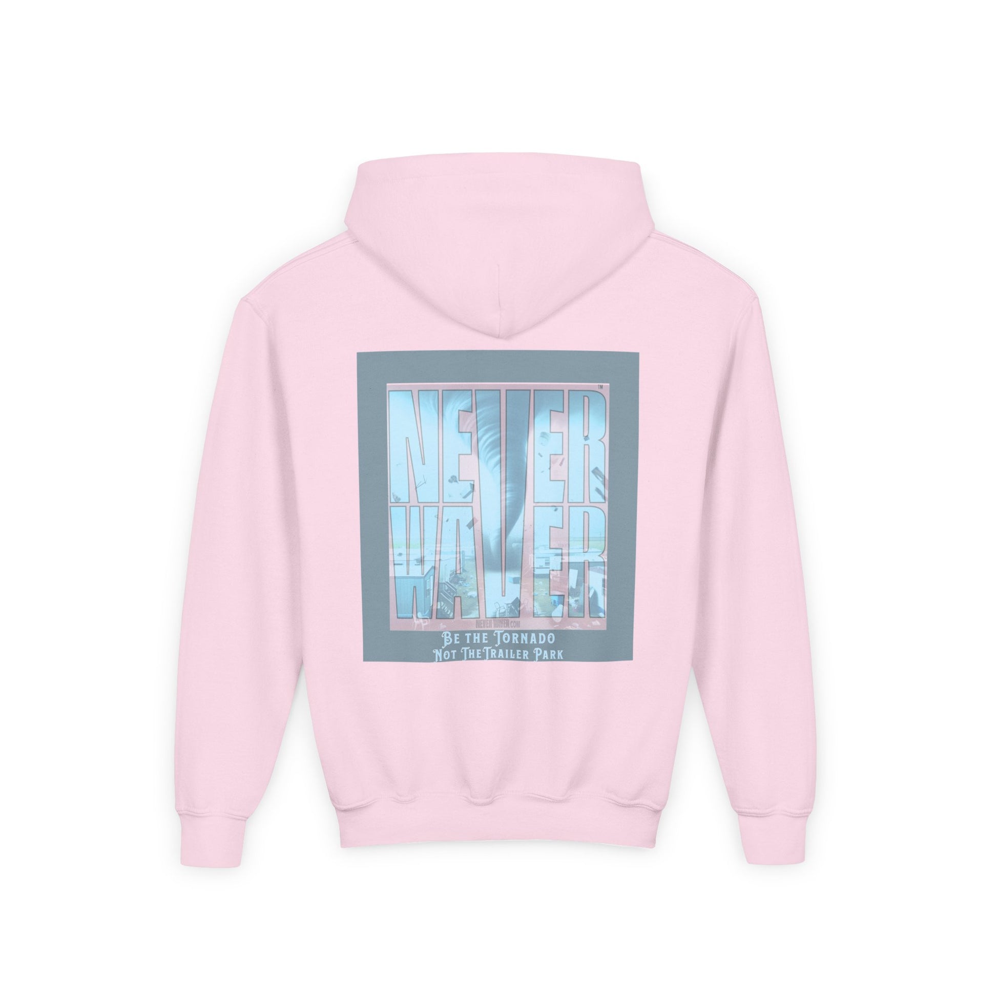 Youth Tornado-Themed Hooded Sweatshirt - "Never Walker" Design - Never Waver
