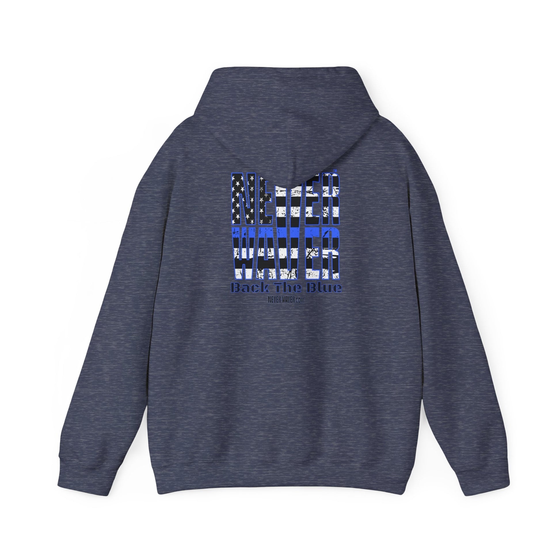 Never Waver Back The Blue Hoodie - Unisex Heavy Blend Sweatshirt - Never Waver