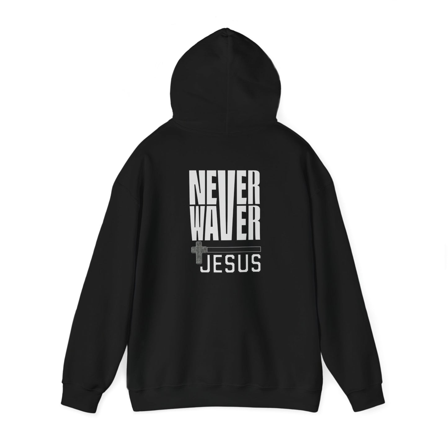 Never Waver” Jesus a bold, eye-catching design that reflects a steadfast faith and confidence in Christ. Hoodie - Unisex Heavy Blend™ Sweatshirt - Never Waver