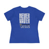 Never Waver” Jesus bold, eye-catching design that reflects a steadfast faith and confidence in Christ. Women's Cotton Tee - Never Waver