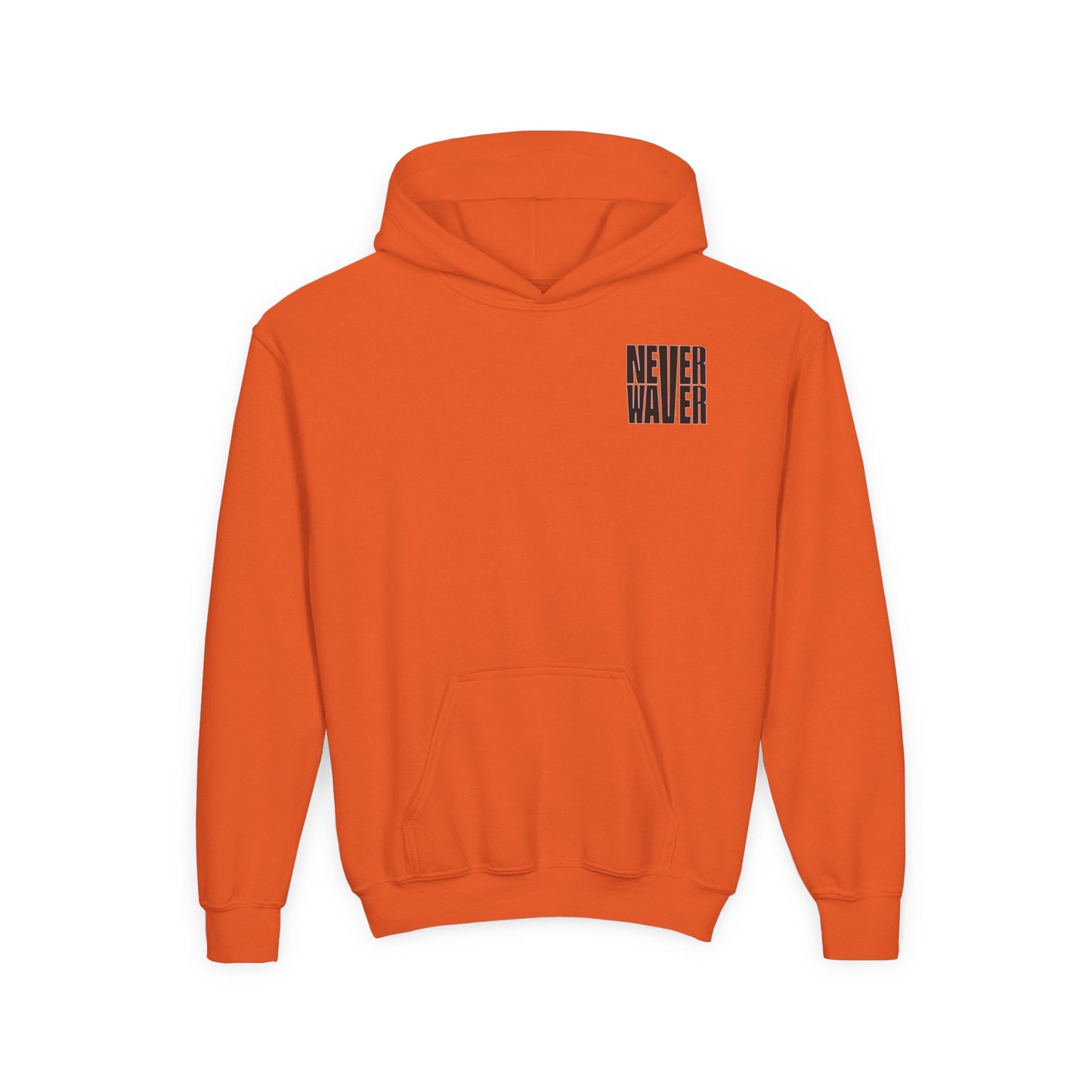 Hoodie - "Never Waver” Jesus a bold, eye-catching design that reflects a steadfast faith and confidence in Christ. " Sweatshirt for Young - Never Waver