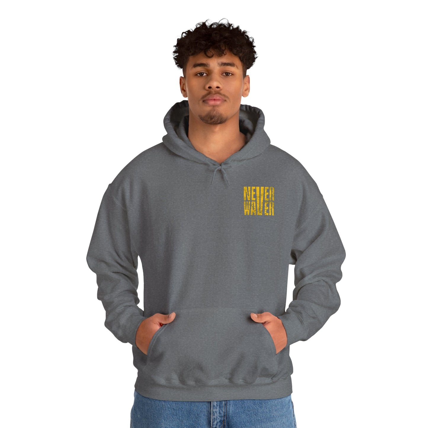 Los Angeles Fans Never Waver w Leopard Football Unisex Heavy Blend™ Hooded Sweatshirt - Cozy, Motivational Apparel for Everyday Wear