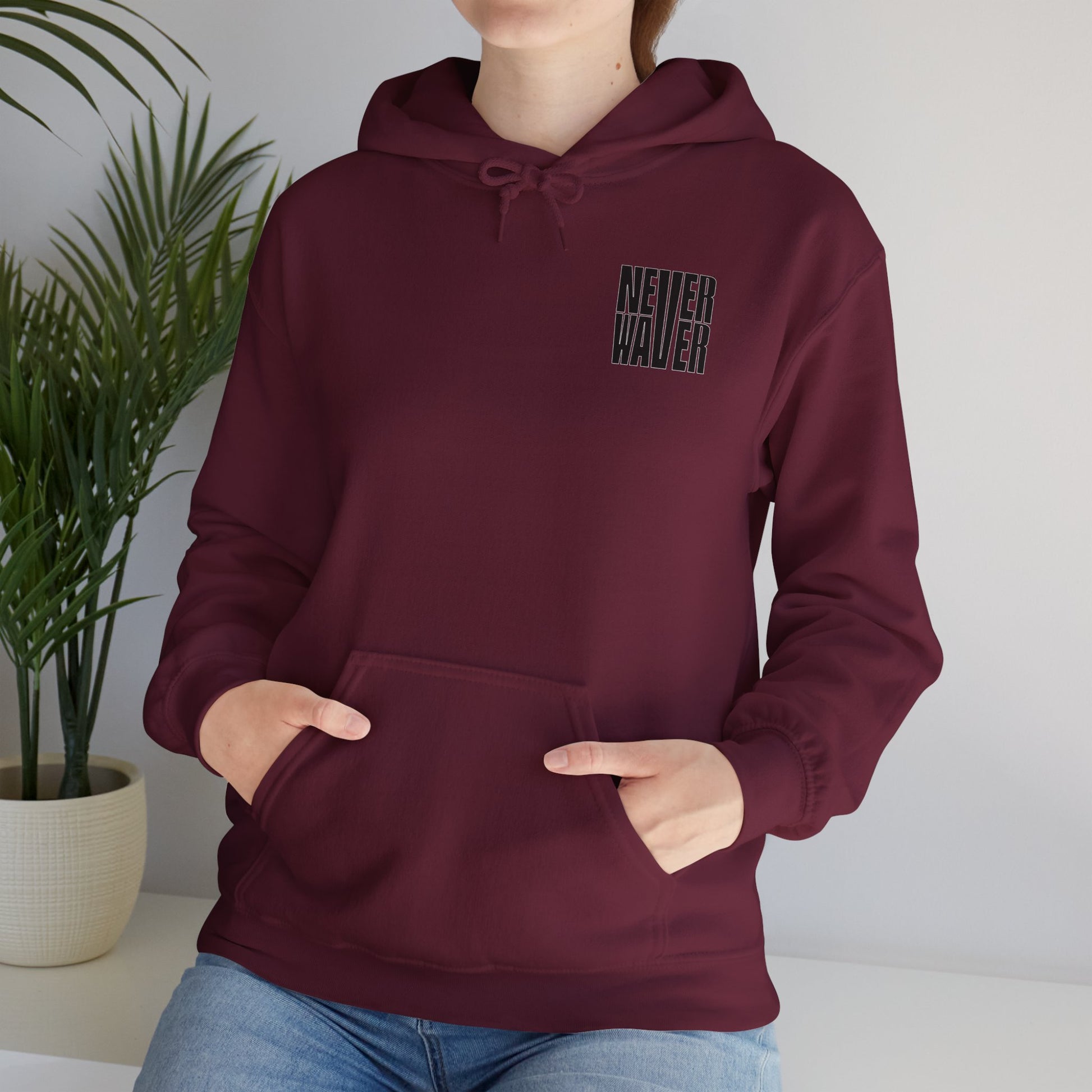 Cancer Awareness Hoodie - Never Waver - Fight, Hope, Strength, Love Tree of Ribbons - Never Waver