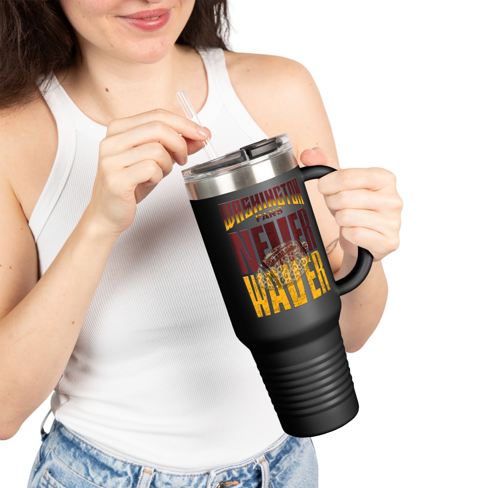 Washington Fans Never Waver W-Leopard Football Insulated Travel Mug, 40oz - Never Waver