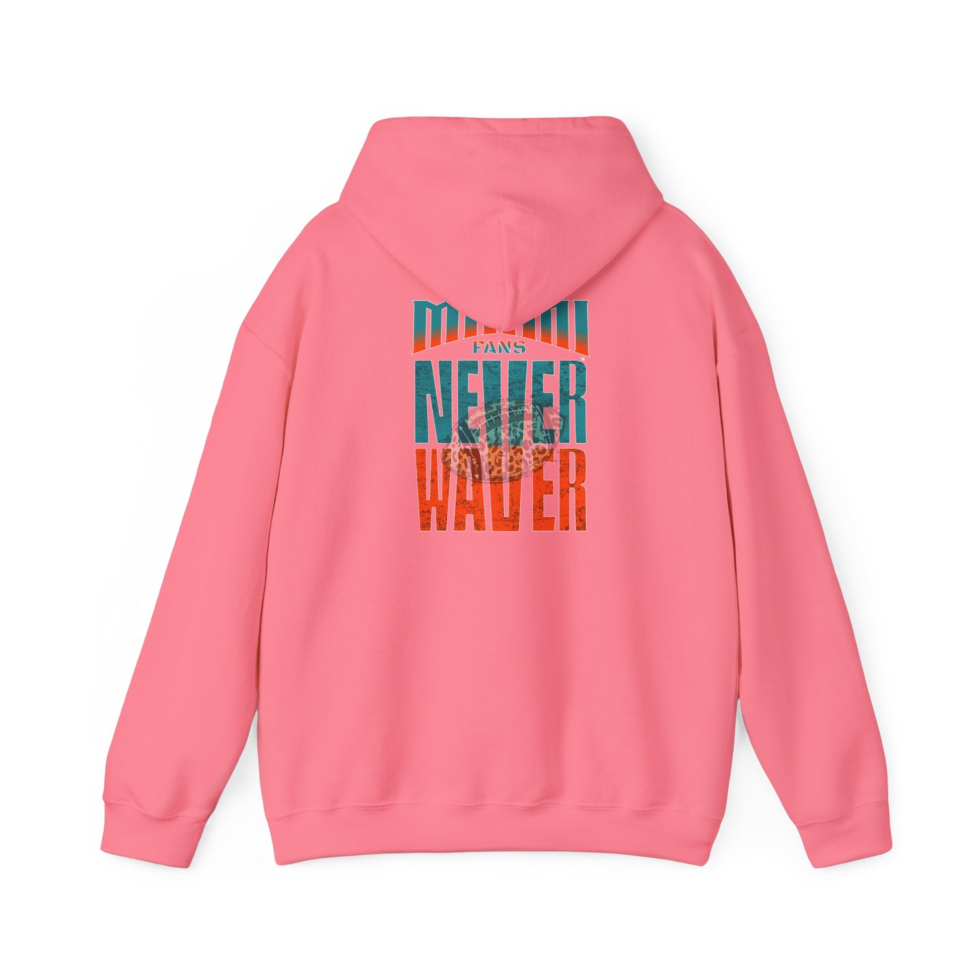 Unisex Heavy Blend™ Hooded Sweatshirt -Miami Fans  NEVER WAVER w Leopard Football | Cozy Streetwear for Every Day - Never Waver