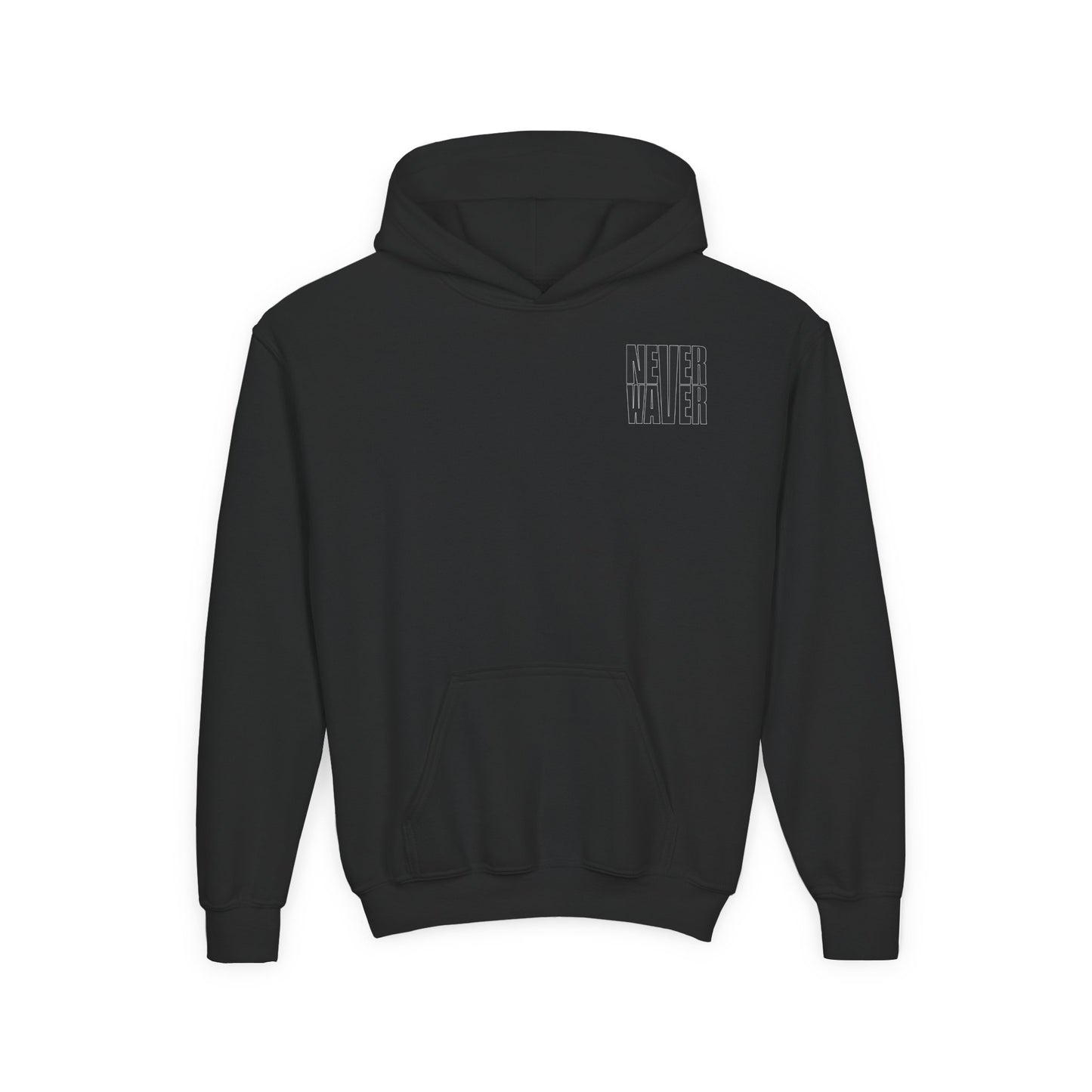 Hoodie - "Never Waver” Jesus a bold, eye-catching design that reflects a steadfast faith and confidence in Christ. " Sweatshirt for Young - Never Waver