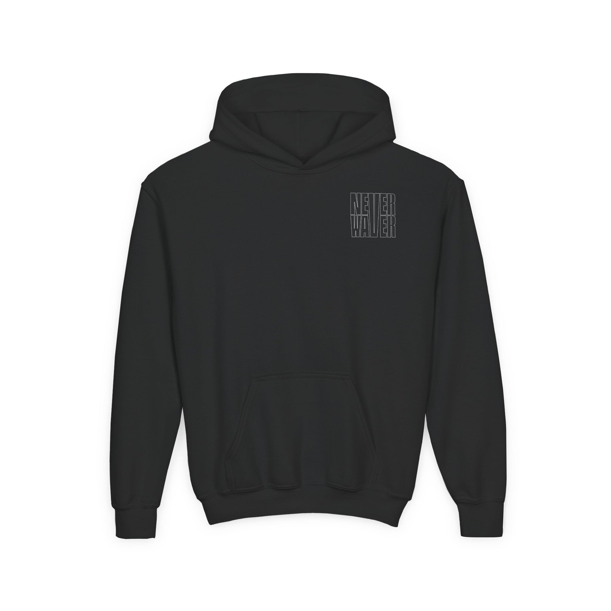 Hoodie - "Never Waver” Jesus a bold, eye-catching design that reflects a steadfast faith and confidence in Christ. " Sweatshirt for Young - Never Waver