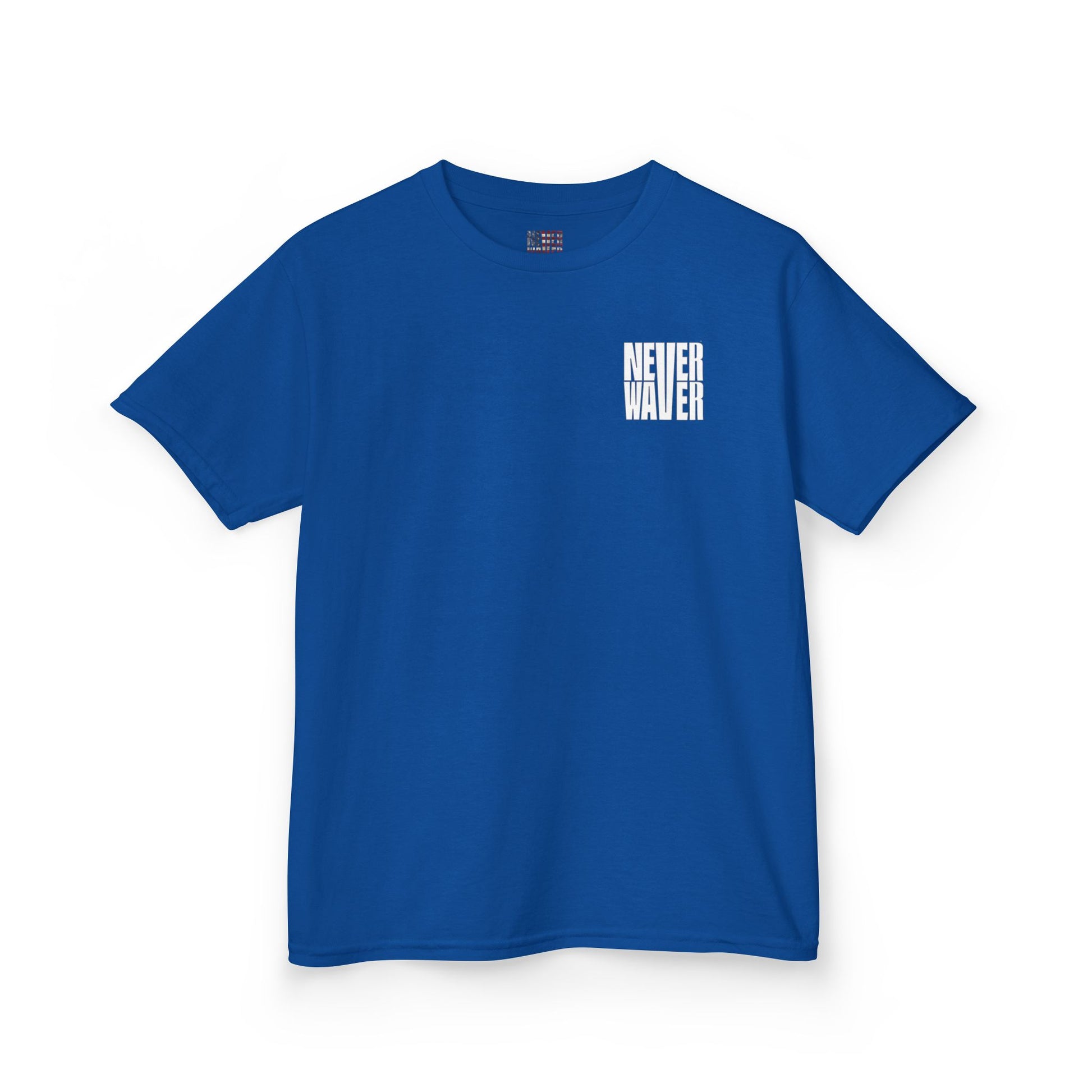 Kids Golf Tee -Never Waver” Jesus a bold, eye-catching design that reflects a steadfast faith and confidence in Christ. - Never Waver