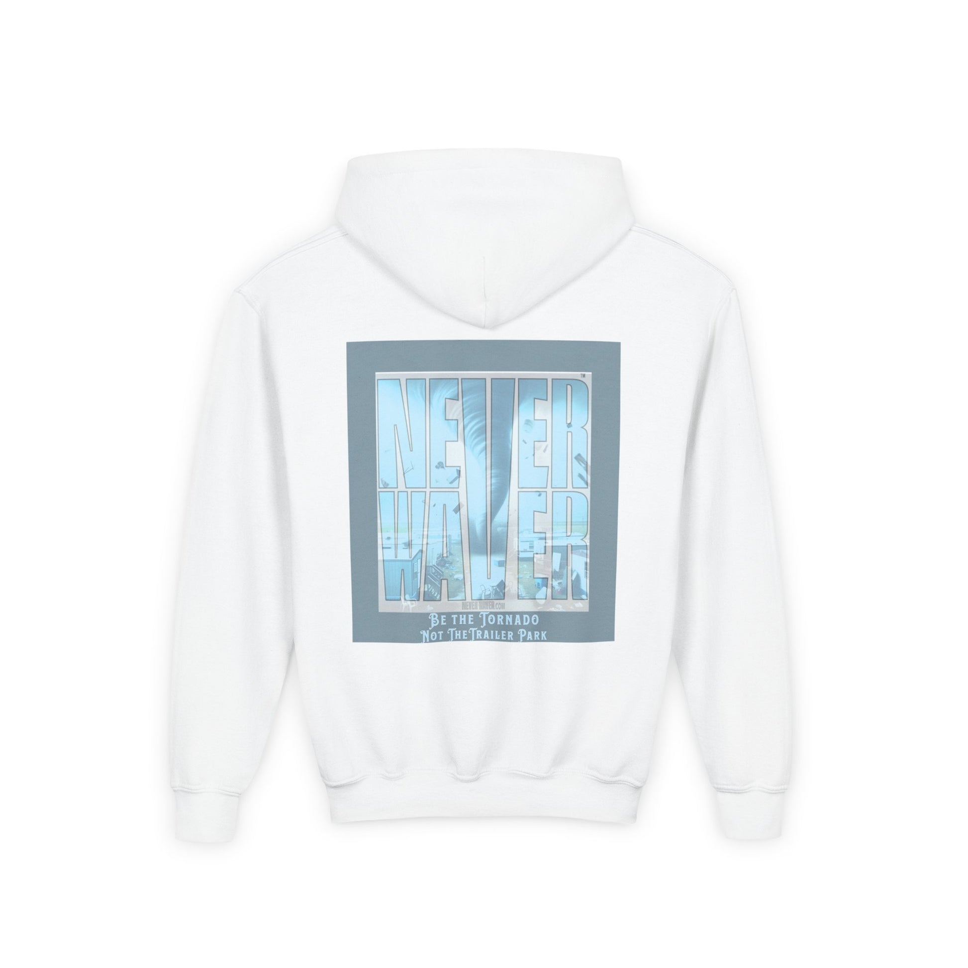 Youth Tornado-Themed Hooded Sweatshirt - "Never Walker" Design - Never Waver