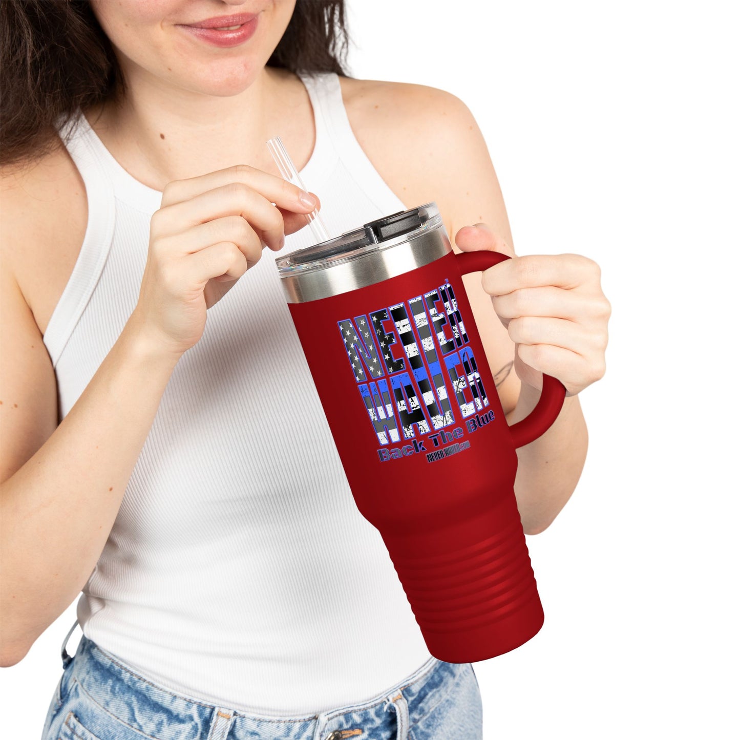 Blue Back The Blue Insulated Travel Mug Support - Never Waver