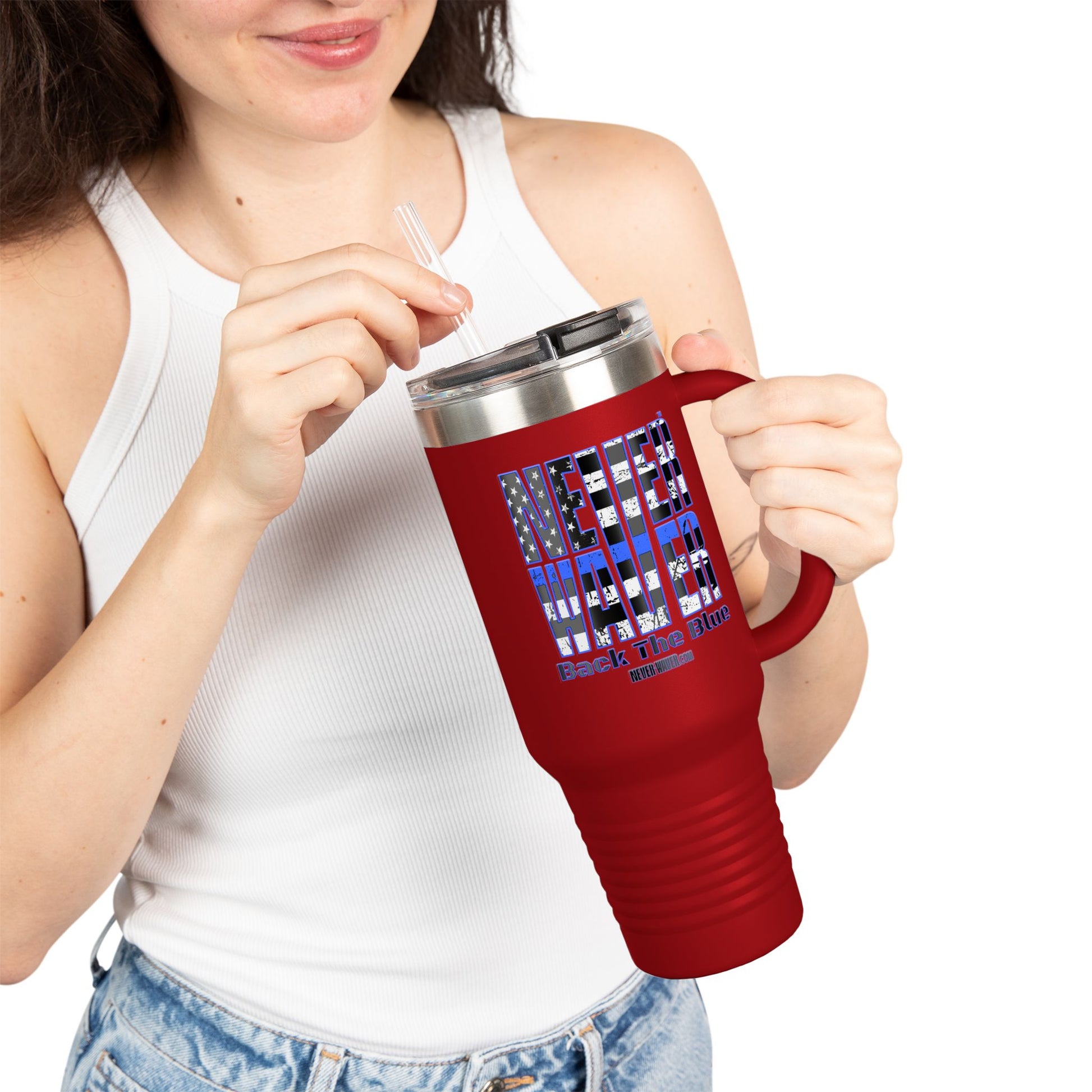 Blue Back The Blue Insulated Travel Mug Support - Never Waver