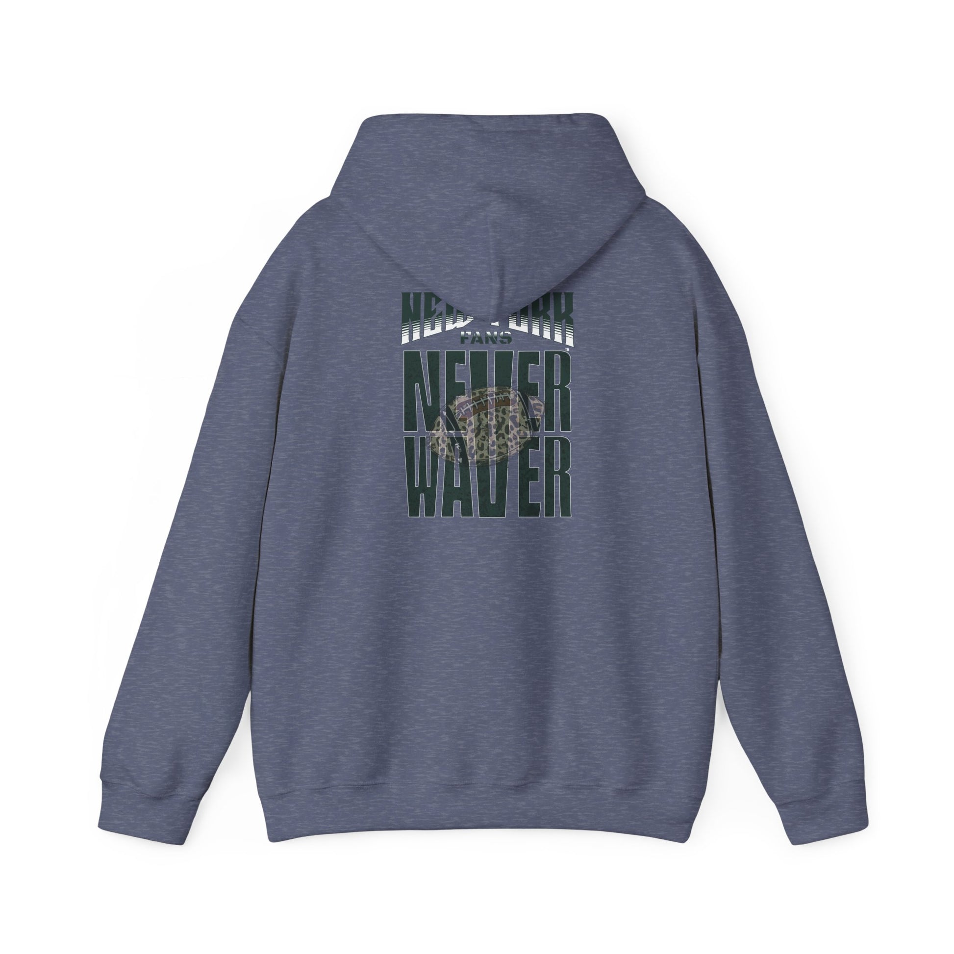 New York Fans Never Waver W Leopard Football Unisex Heavy Blend™ Hooded Sweatshirt - Never Waver
