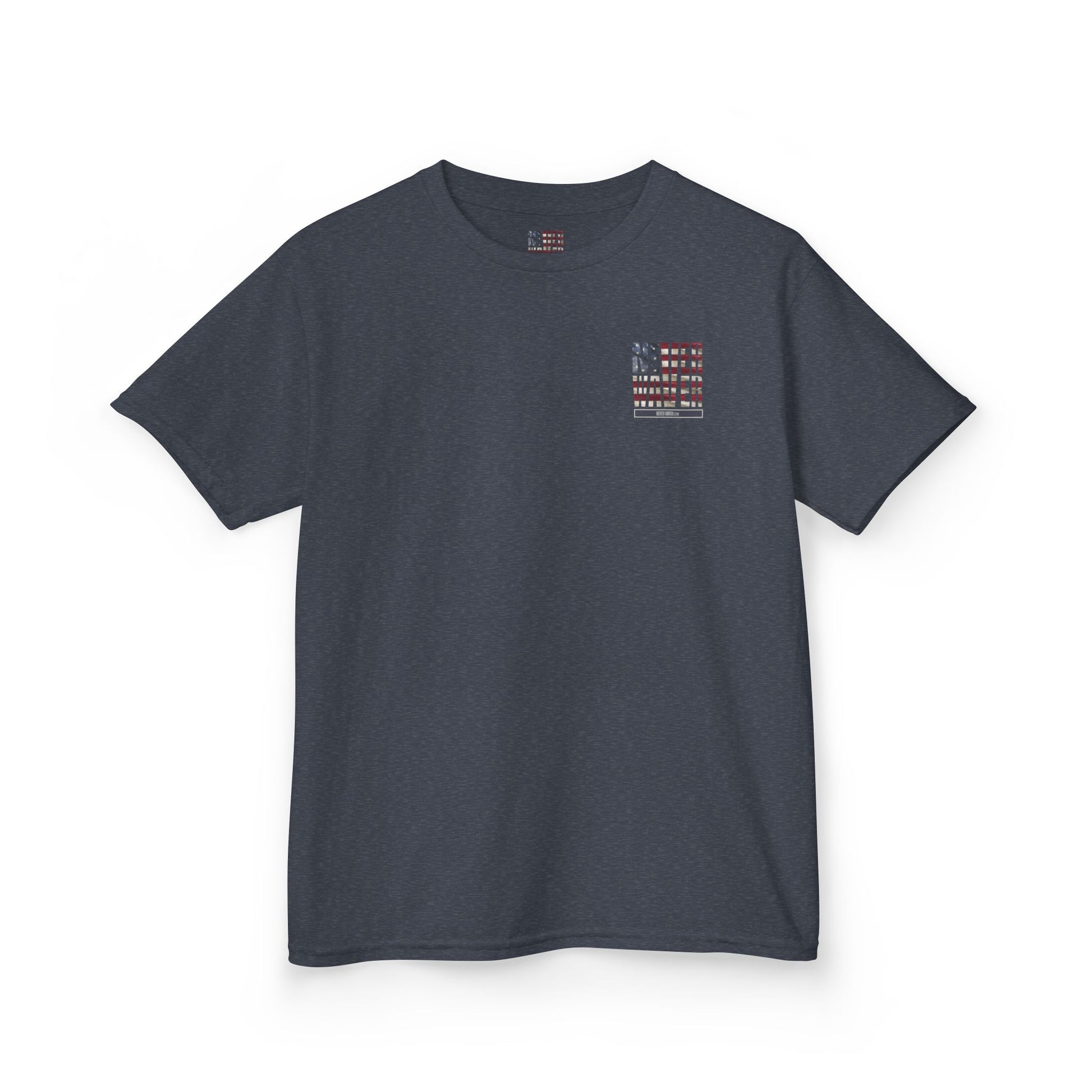 Patriotic Kids Heavy Cotton Tee - 'America Never Waver' USA Graphic Tee - Never Waver