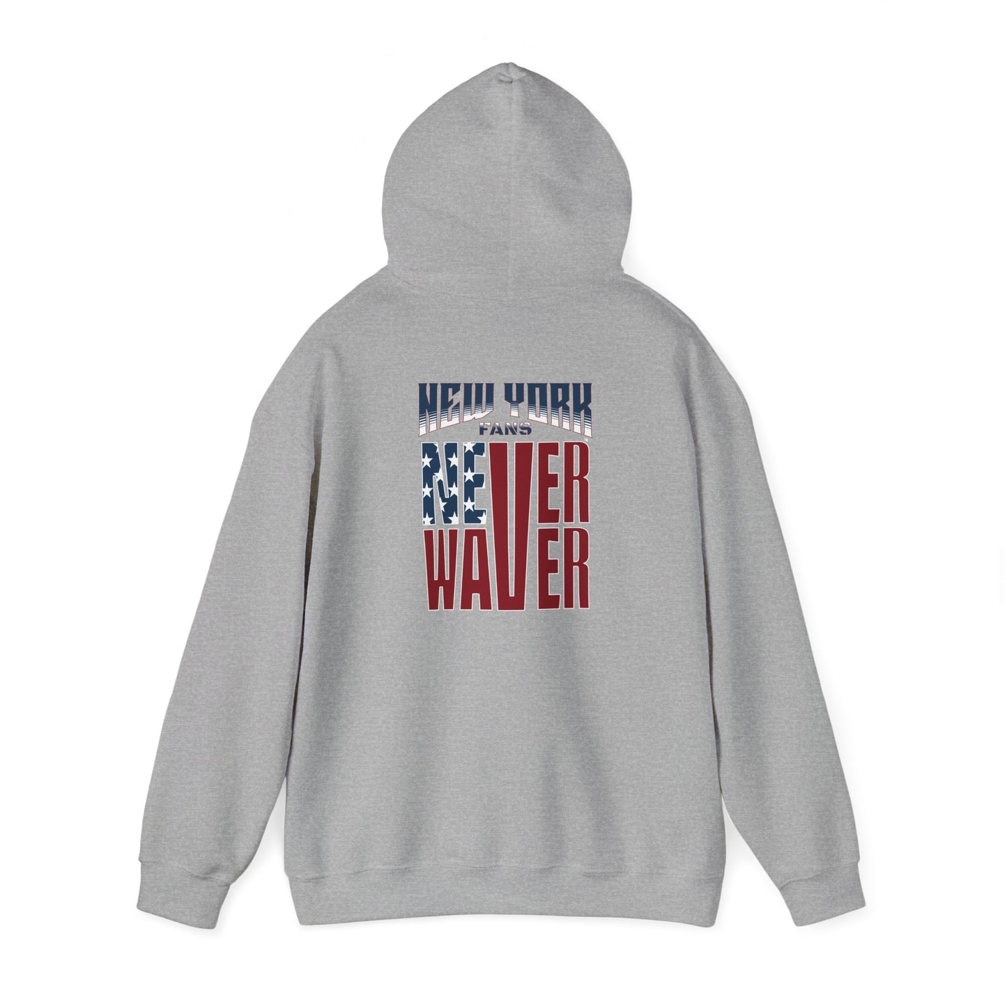 Unisex Heavy Blend™ Hoodie - 'New York Fans Never Waver' American Flag Design - Never Waver