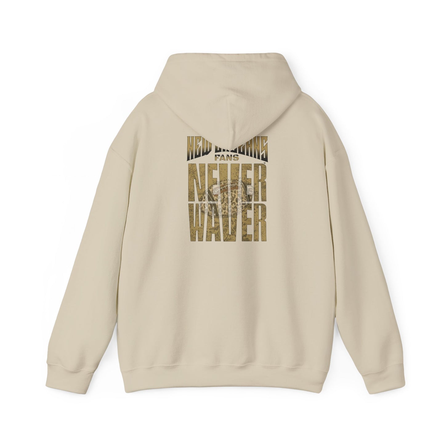 New Orleans Fans Never Waver W Leopard Football Hoodie - Unisex Heavy Blend™ Sweatshirt for Fans - Never Waver