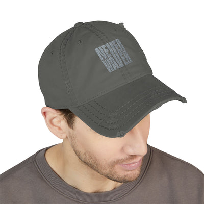 Distressed Dad Hat with 'Never Waver' Embroidery - Casual Style for Everyday Adventures