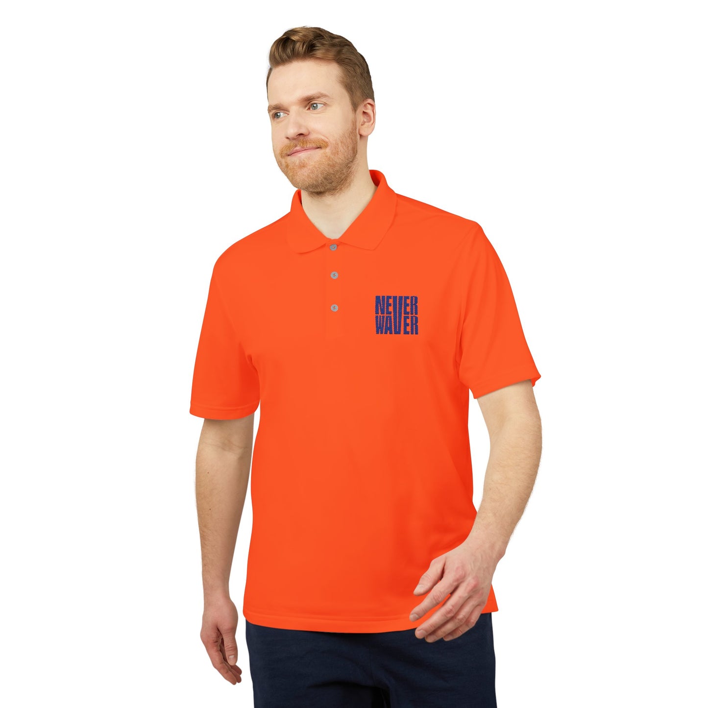 Performance Polo Shirt - "NEVER WAVER" Design