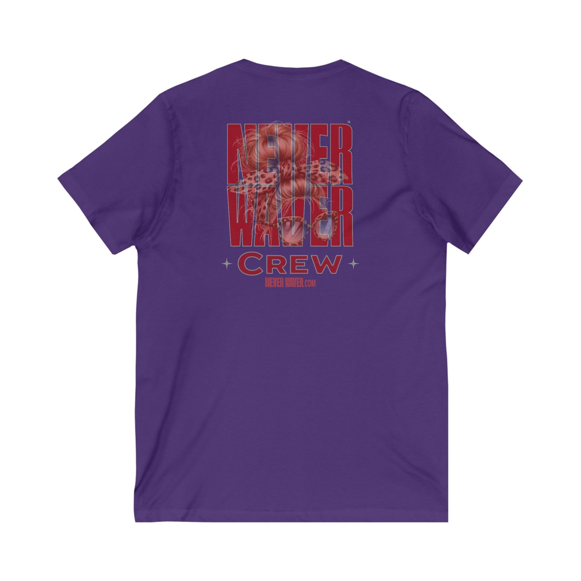 Unisex V-Neck Tee - Never Waver Inspirational Crew T-Shirt - Never Waver