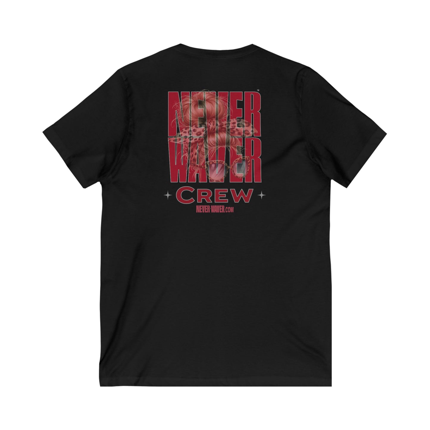 Unisex V-Neck Tee - Never Waver Inspirational Crew T-Shirt - Never Waver