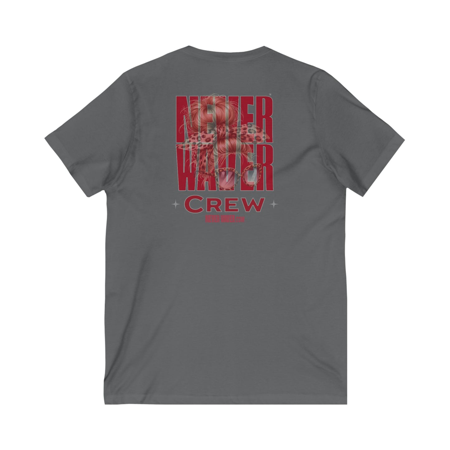 Unisex V-Neck Tee - Never Waver Inspirational Crew T-Shirt - Never Waver