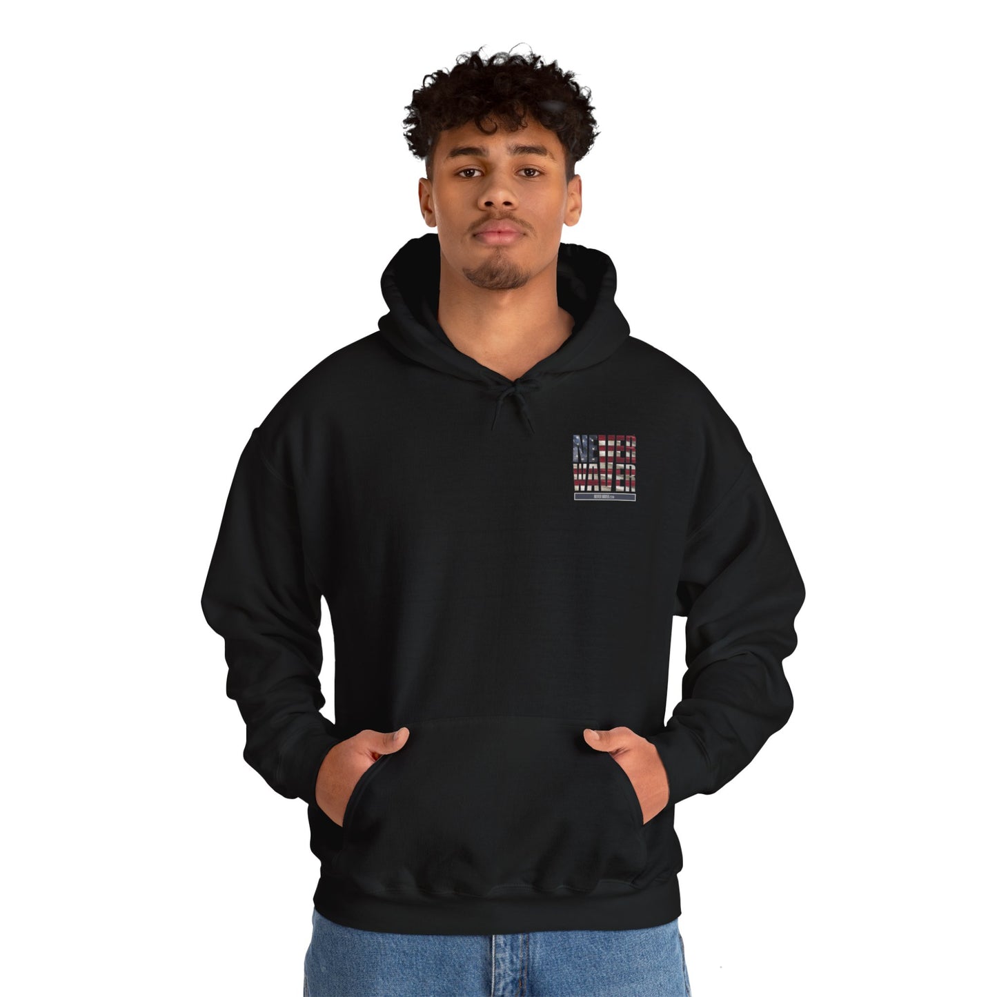 Patriotic Unisex Heavy Blend™ Hooded Sweatshirt - 'America Never Waver' - Never Waver