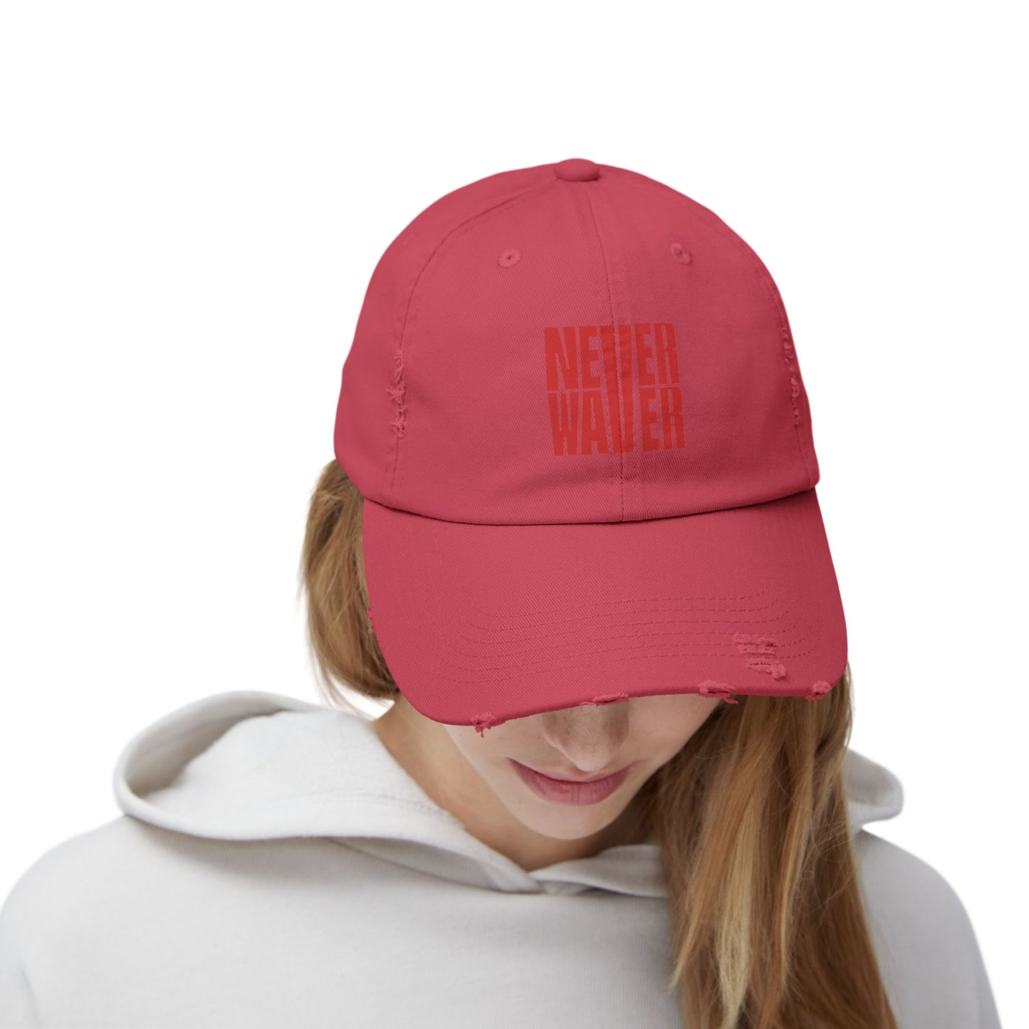 Distressed Cap - Never Waver Statement Hat for Everyday Style