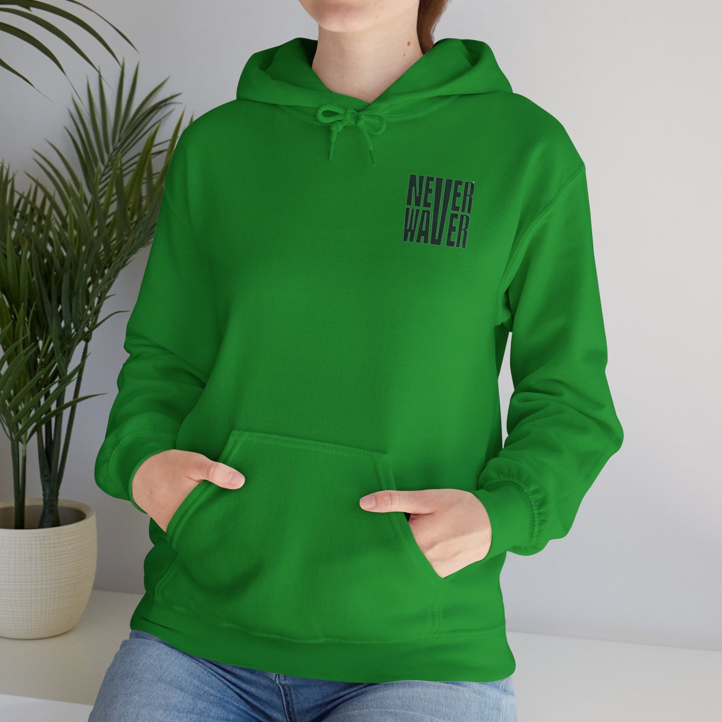 New York Fans Never Waver W Leopard Football Unisex Heavy Blend™ Hooded Sweatshirt - Never Waver